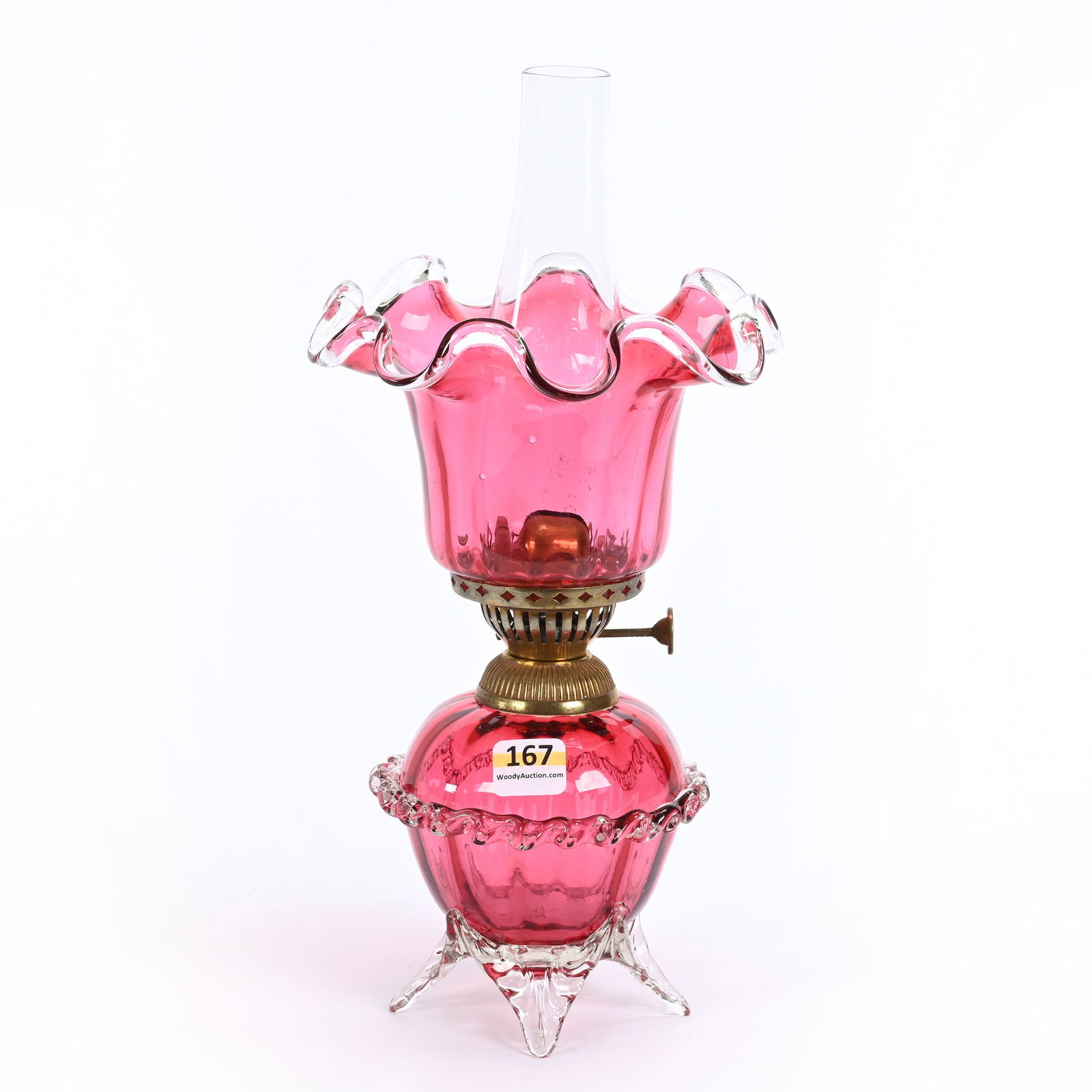 Miniature Lamp, Cranberry Art Glass (1 of 3)