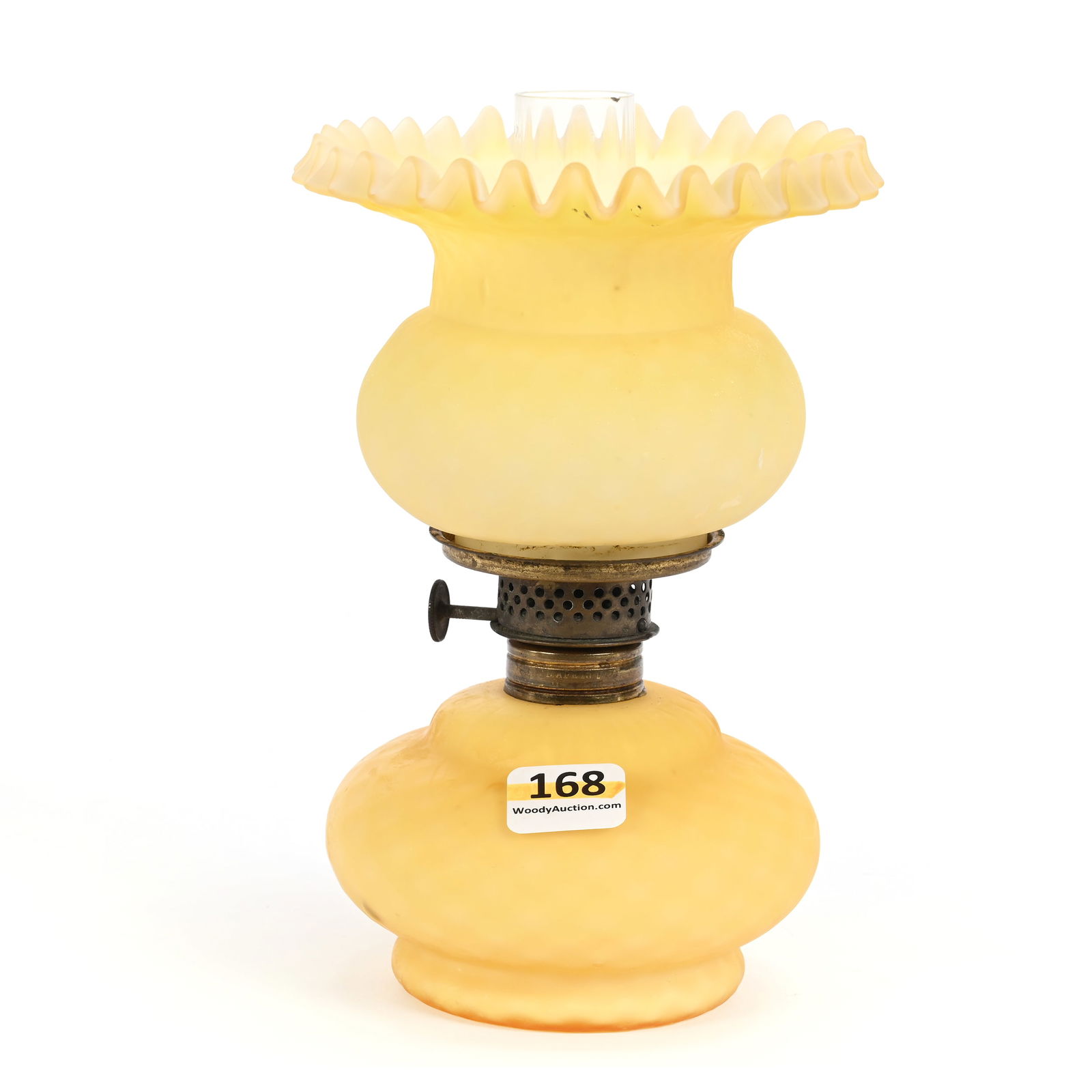 Miniature Lamp, Yellow Satin Diamond Quilted (1 of 4)