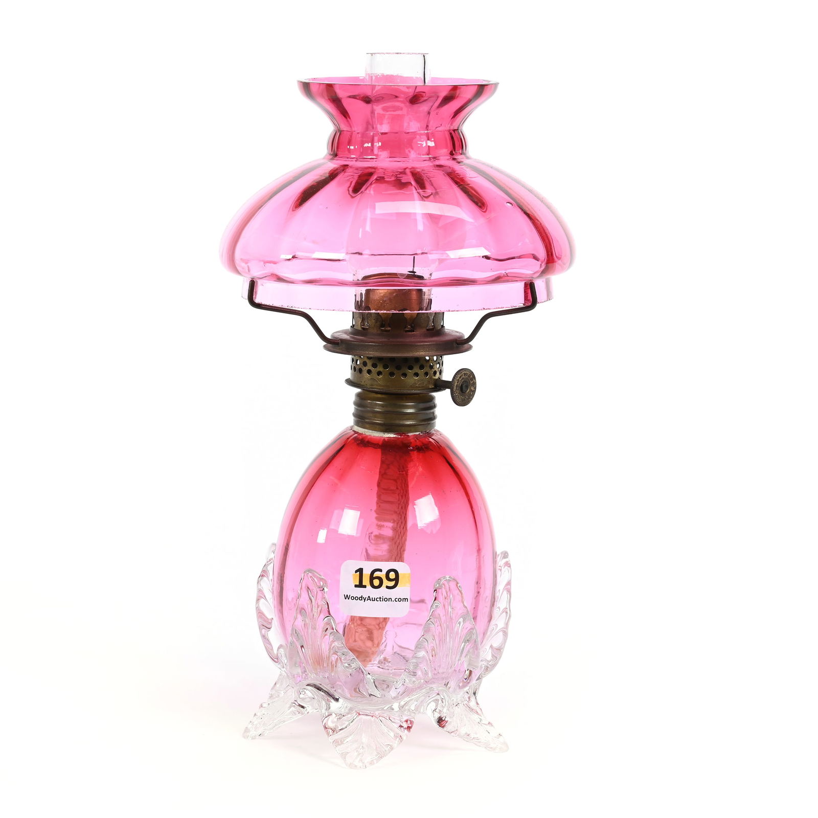 Miniature Lamp, Cranberry Art Glass (1 of 3)