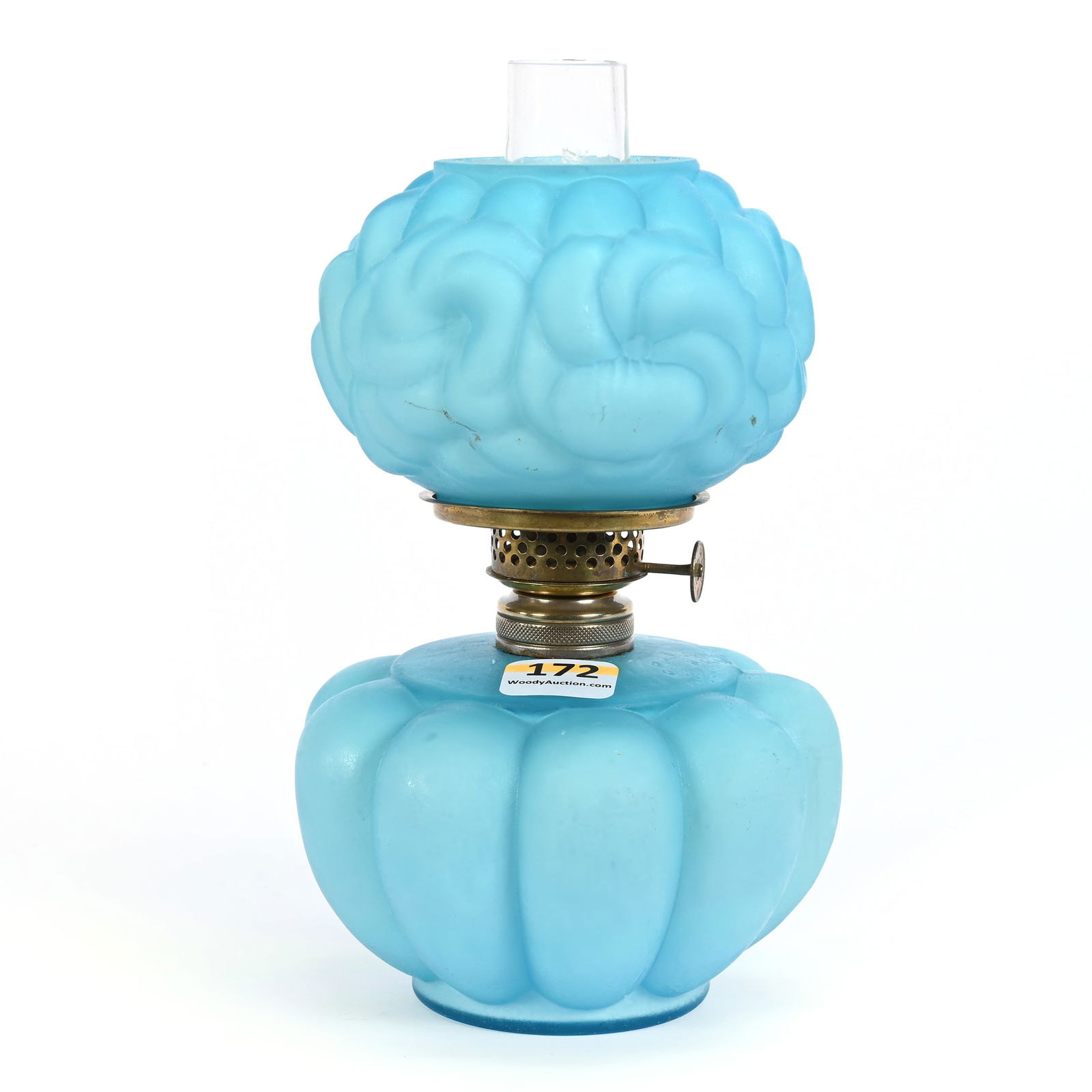 Miniature Lamp, Blue Satin Art Glass (1 of 4)