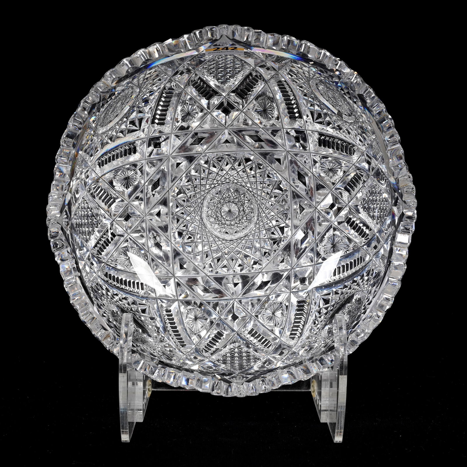 Bowl, ABCG, Signed Libbey Somerset Pattern: Bowl, ABCG, Signed Libbey Somerset Pattern, 3.5" x 8.25", Nice Quality, Tooth Chip, Kansas Private Collection.
