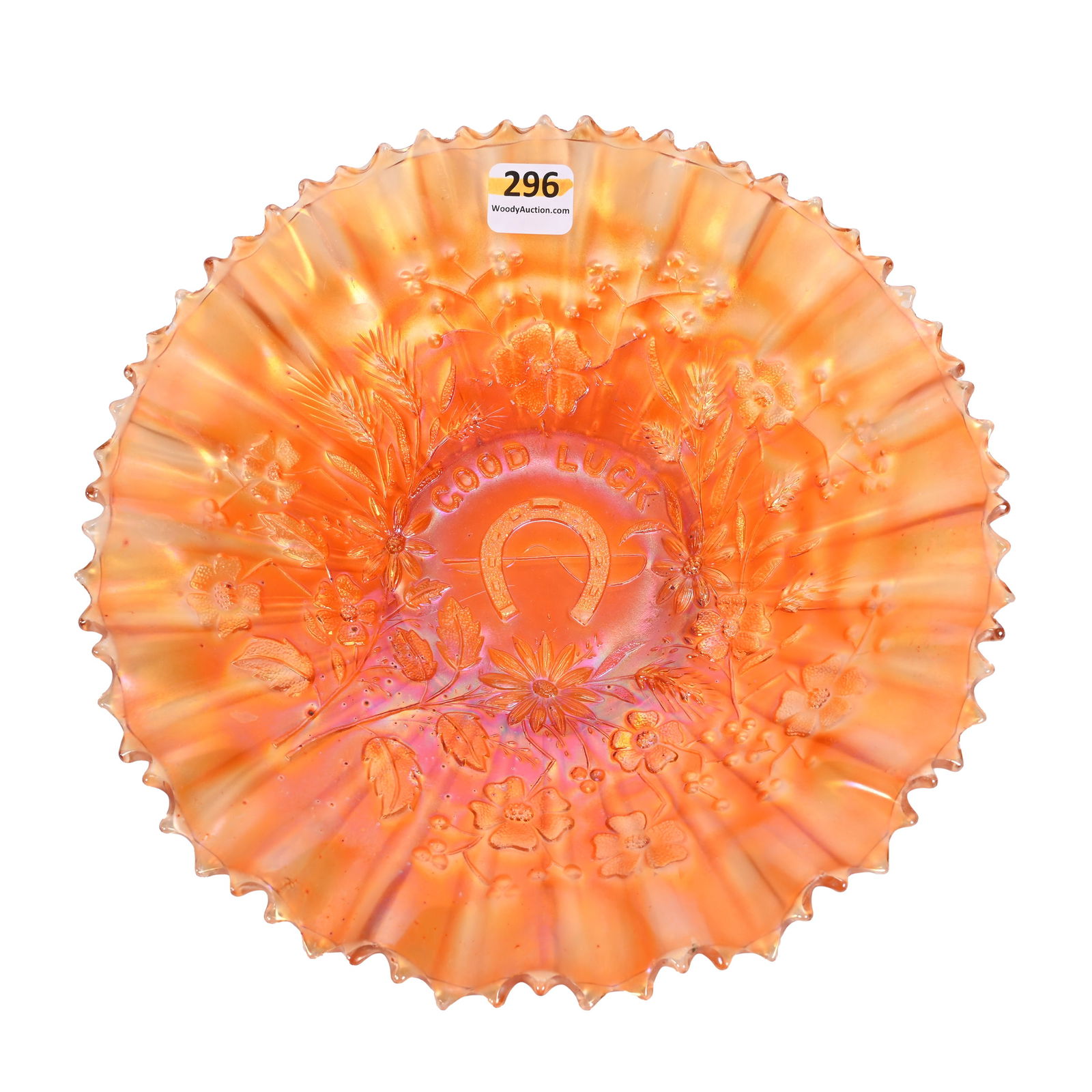 Plate, Carnival Glass, Good Luck By Northwood Auction