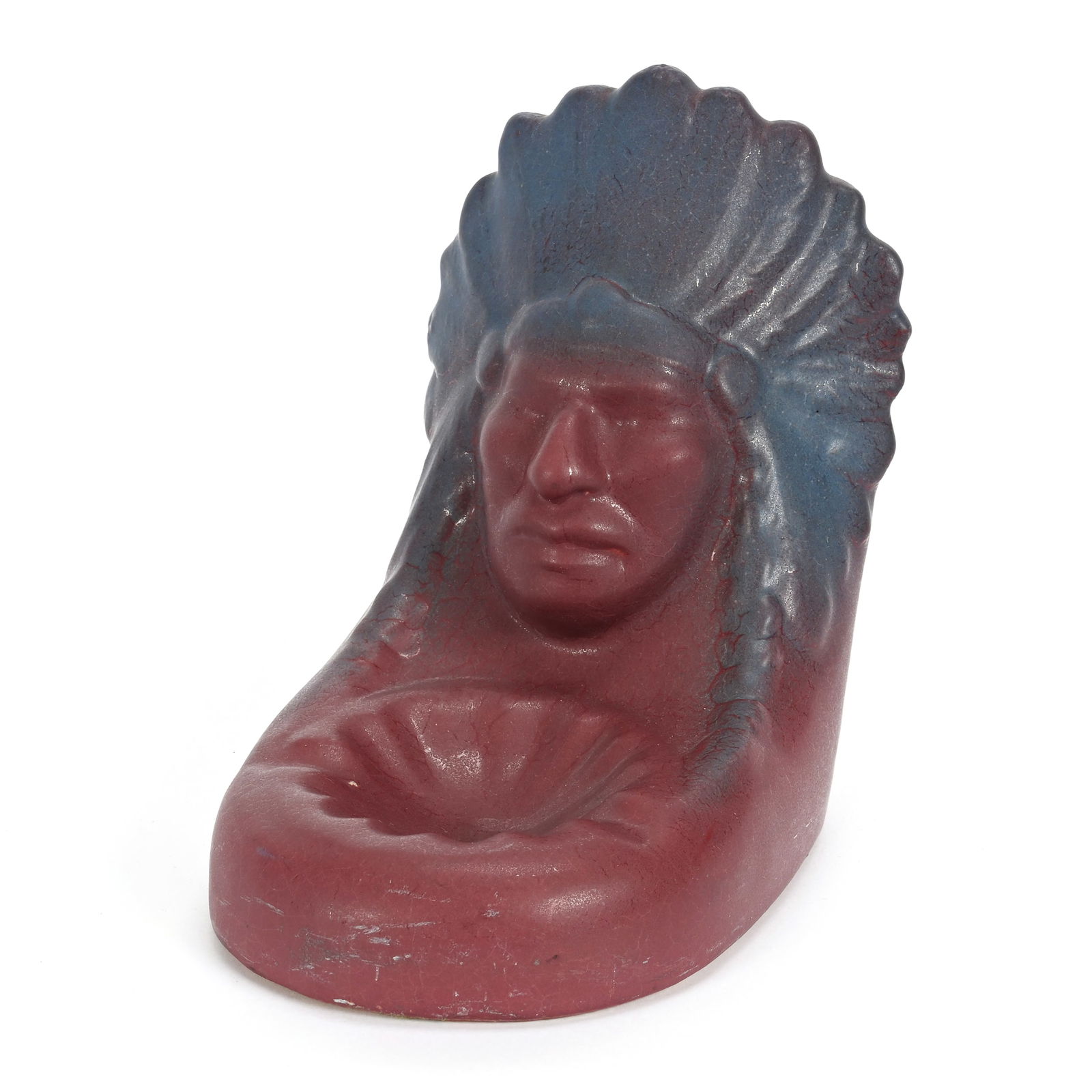Figural Art Pottery Ash Tray, Indian Chief Design (1 of 3)