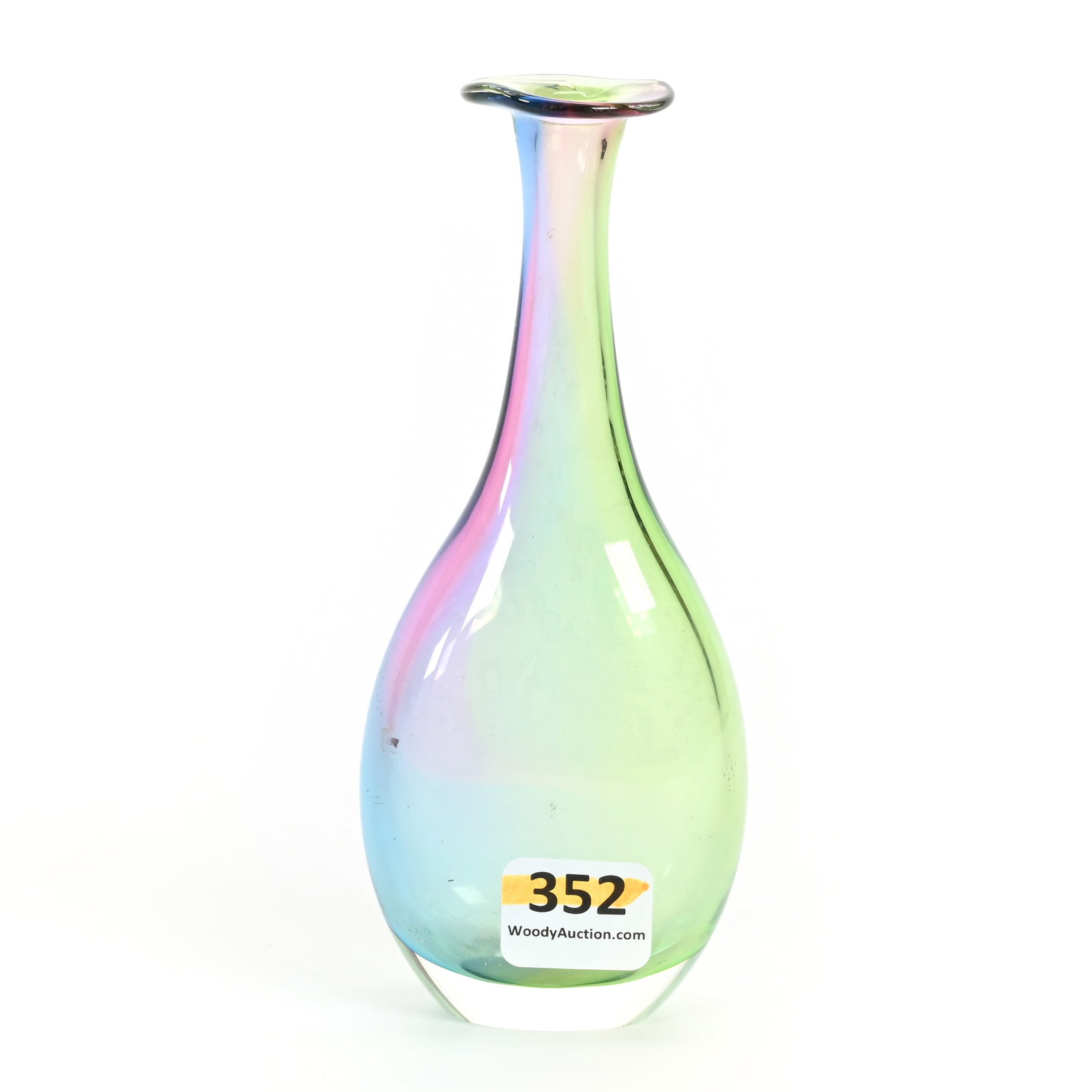 Vase, Rainbow Art Glass Marked Kosta Boda #48837: Vase, Rainbow Art Glass Marked Kosta Boda #48837, 5.5" x 2.25", Artist Signed K. Engman, Possible Rim Touch-Up, Kansas Private Collection.