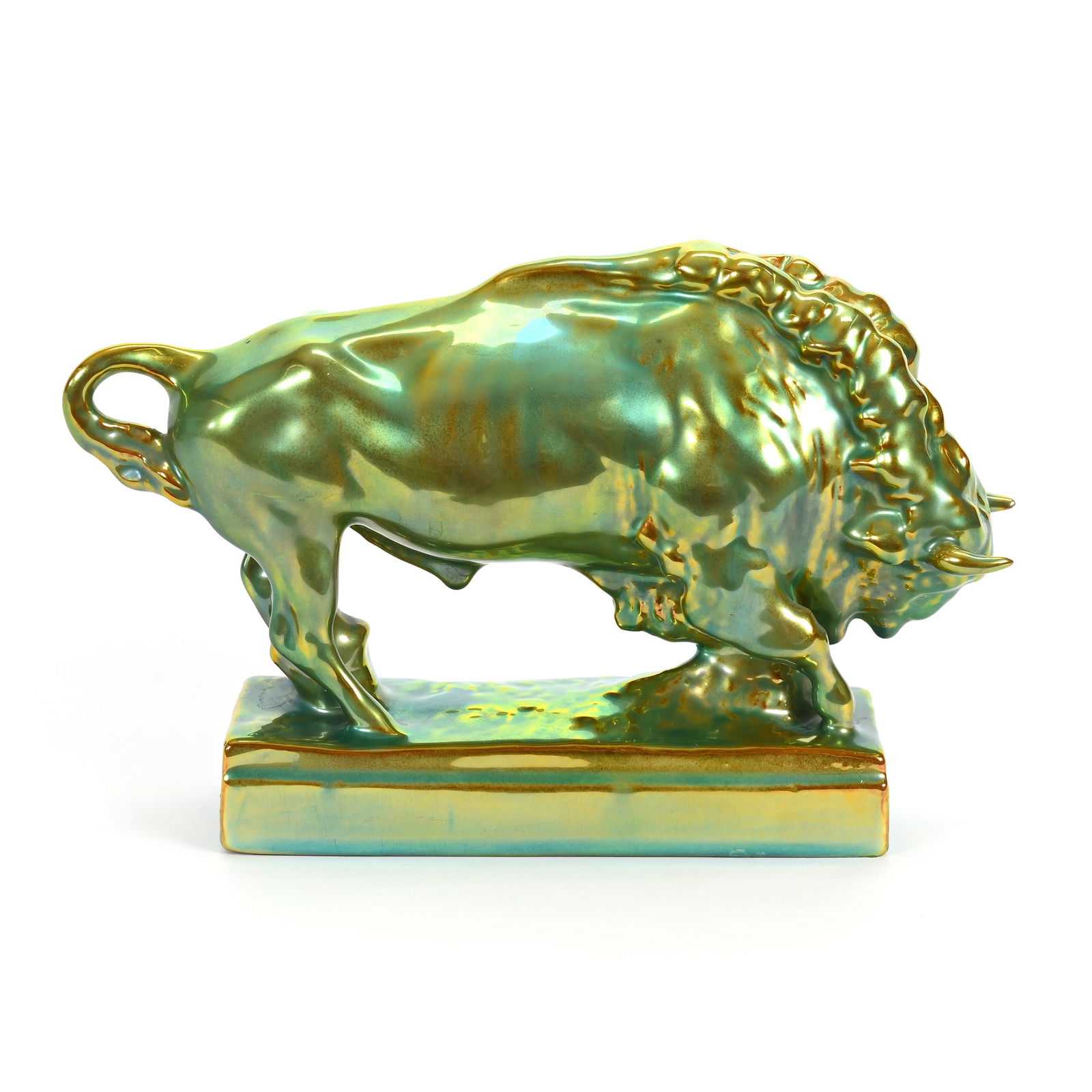 Figurine Marked Zsolnay, Bull Buffalo (1 of 3)