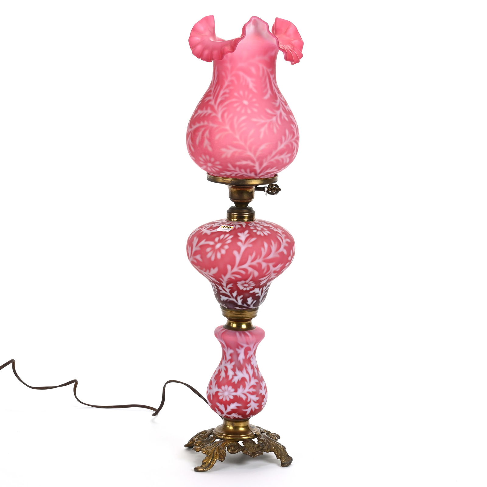 Banquet Lamp, Cranberry Opalescent (1 of 5)