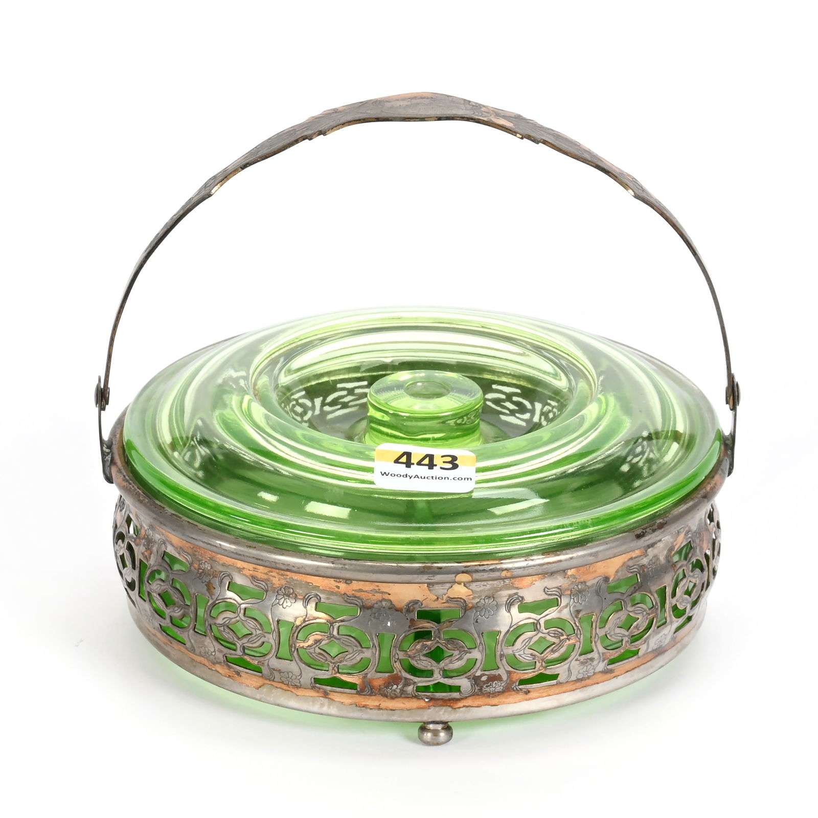 Covered Divided Dish, Green Glass (1 of 4)