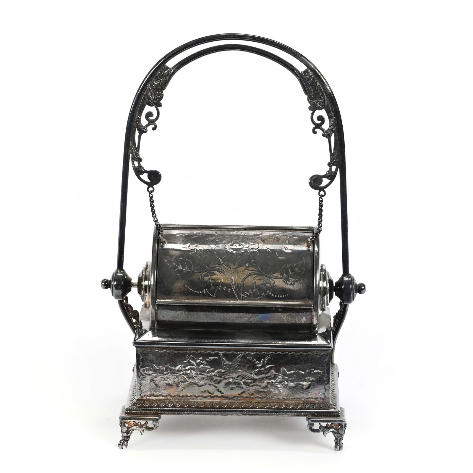 Victorian Silverplate Mechanical Jewel Box (1 of 6)