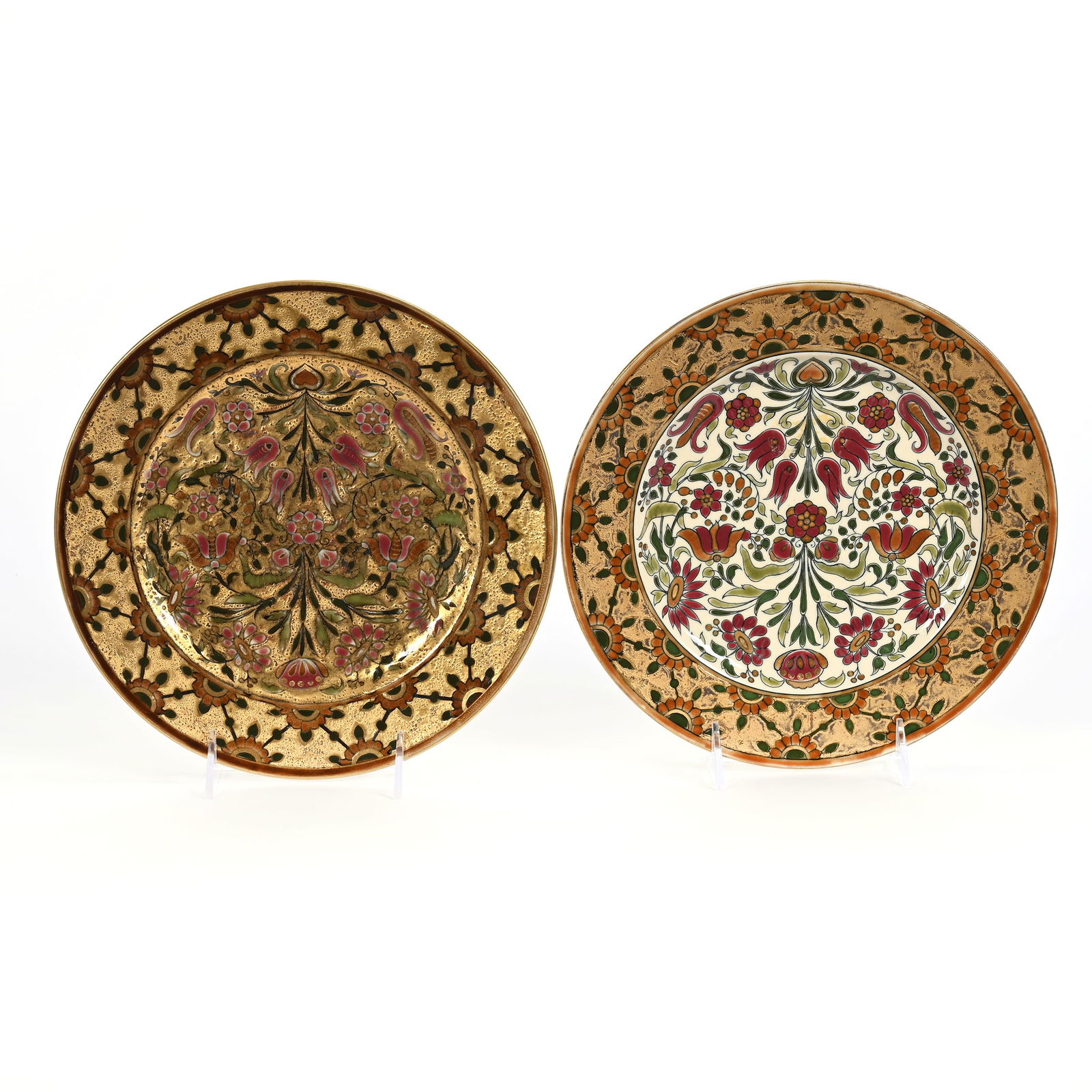 (2) Plates Marked Zsolnay Pottery (1 of 2)