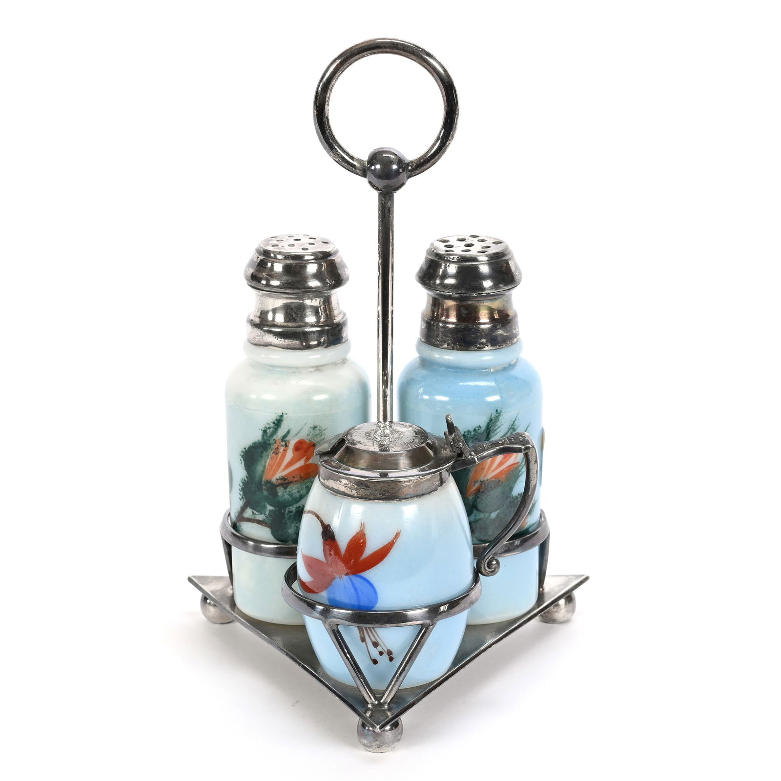 Condiment Set, Three Opal Ware Bottles (1 of 5)
