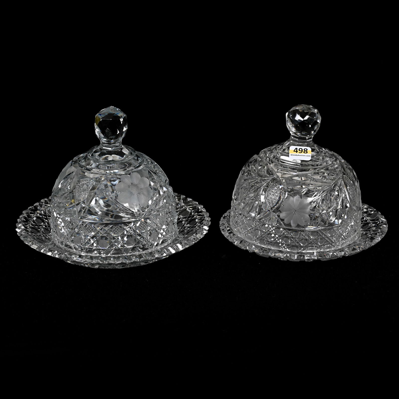 (2) Covered Butterdishes, ABCG: (2) Covered Butterdishes, ABCG, Both Are Harvard And Engraved Floral Design, (1) 5.75" x 8", (1) 5.75" x 7", Both With Chips, Alabama Private Collection.