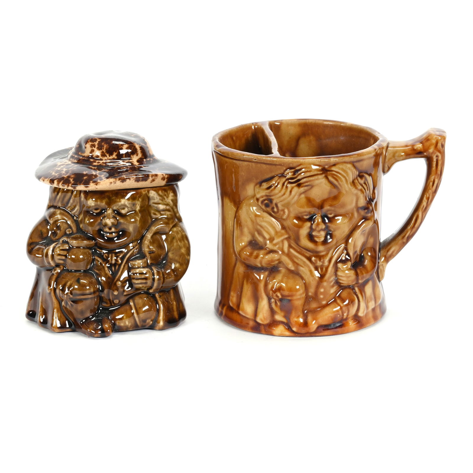 (2) Bennington Rockingham Glaze Pottery Items (1 of 6)