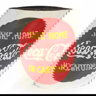 1930's Coca-Cola String Dispenser: 1930's Coca-Cola String Dispenser, 16" x 12.5", Double Sided Tin, "Take Home Coca-Cola In Cartons", Some Expected Scratches And Light Wear, Kansas Private Collection.