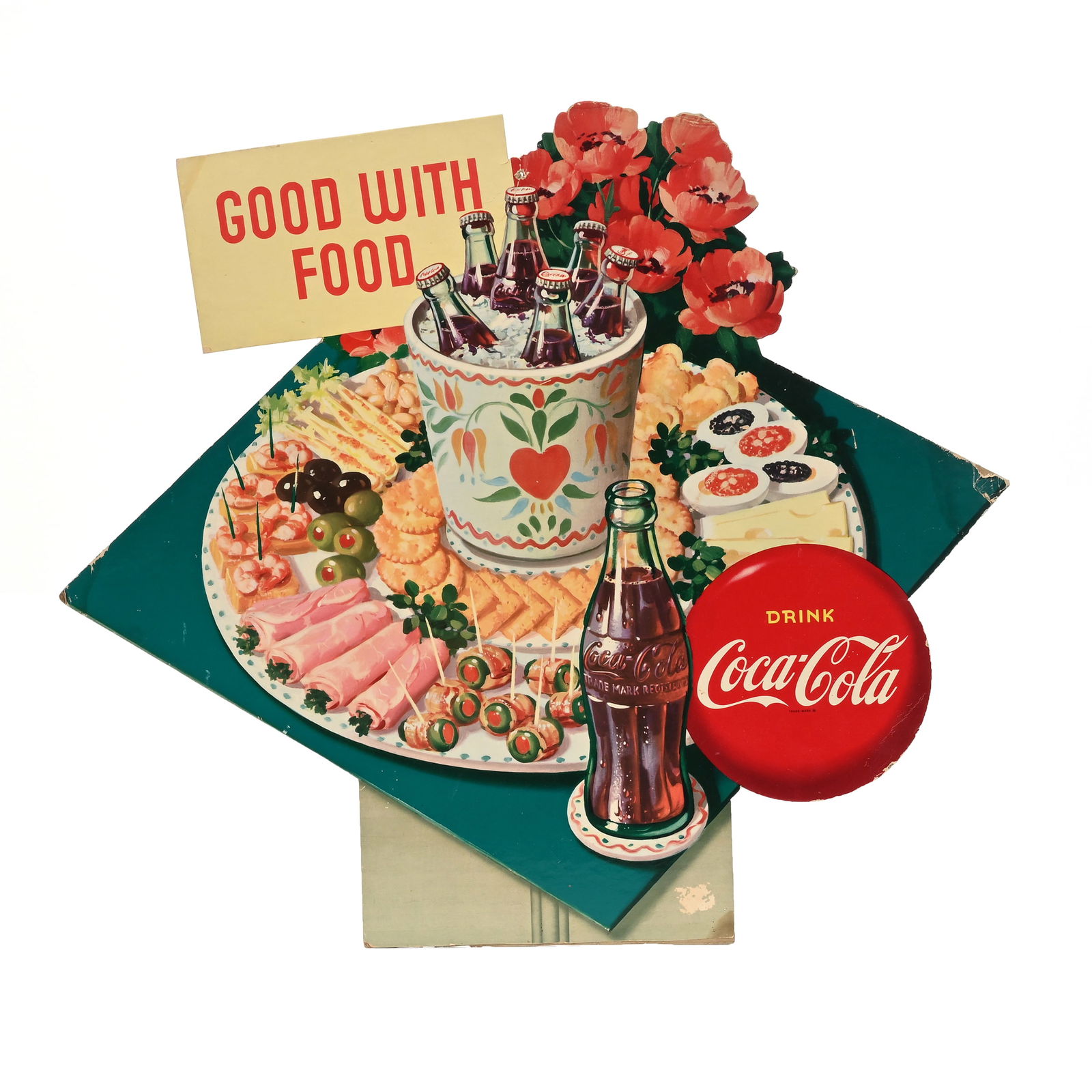 1950's Coca Cola Cardboard Sign, Picnic (1 of 4)