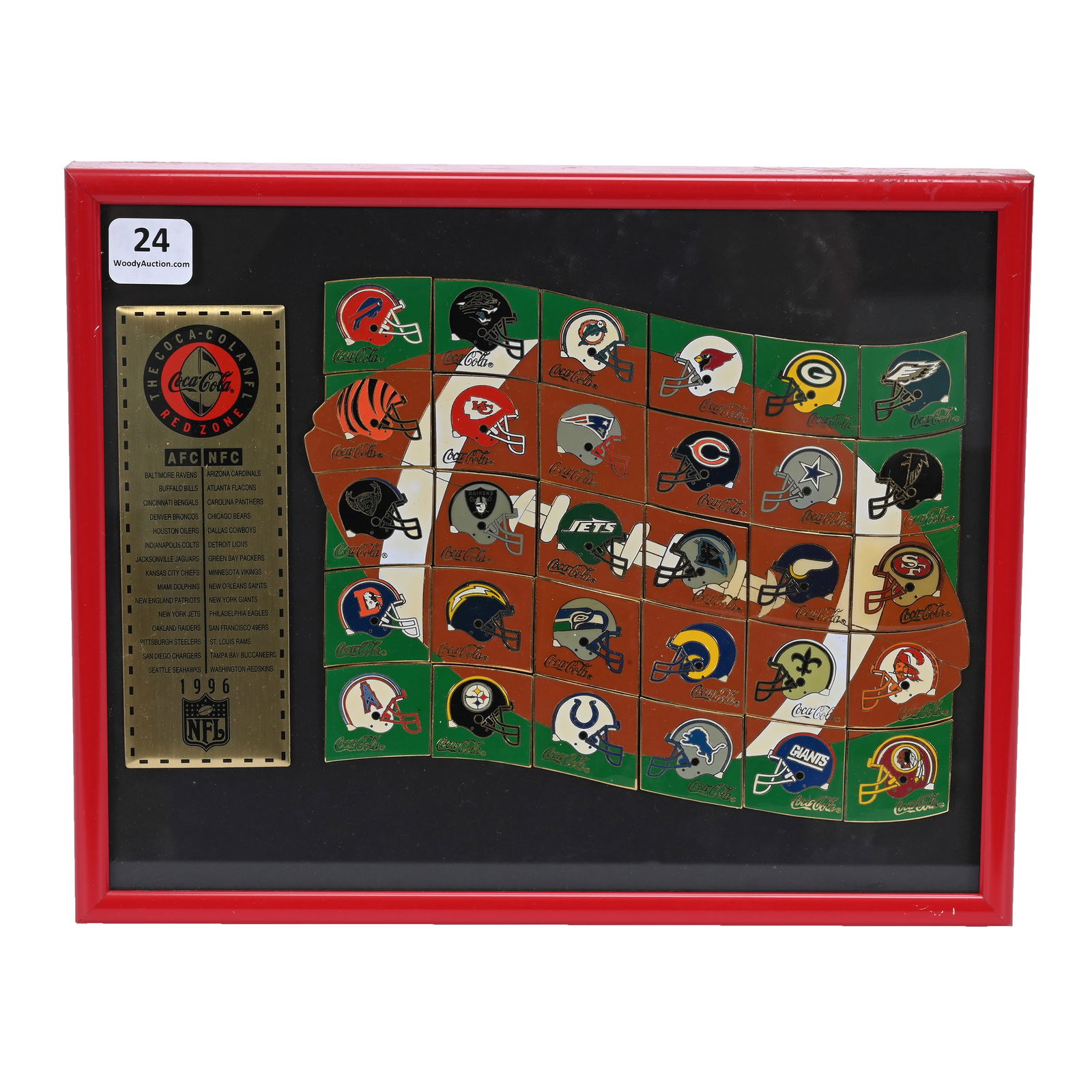 1996 Coca Cola NFL Football Helmet Flag Pin Set (1 of 2)