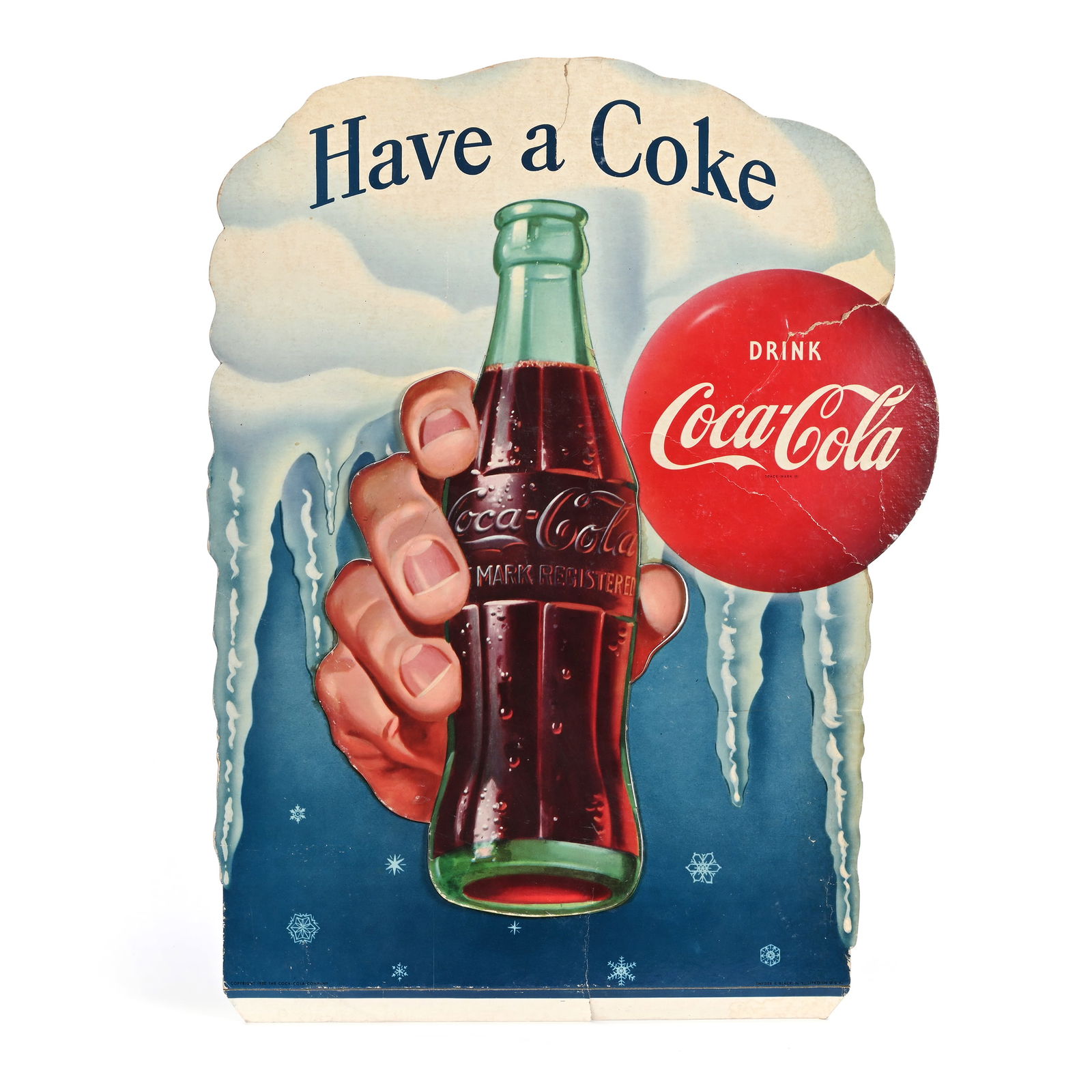 1950 Coca Cola Sign, Hand With Bottle (1 of 6)