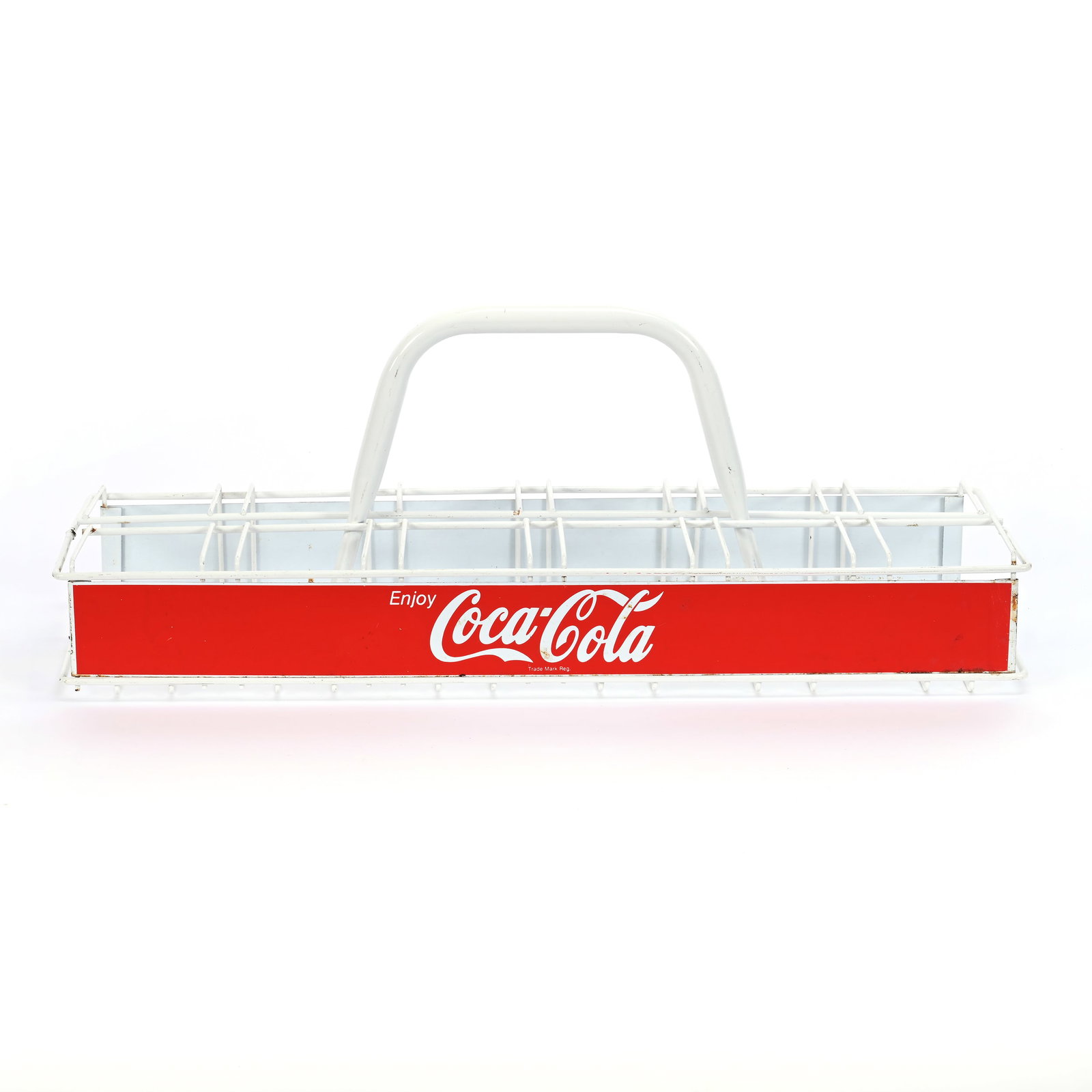 Coca Cola Newer Mexican White Wire Carrier: Coca Cola Newer Mexican White Wire Carrier, 9" x 24" x 8", Holds (12) 26 Oz. Bottles, Kansas Private Collection.