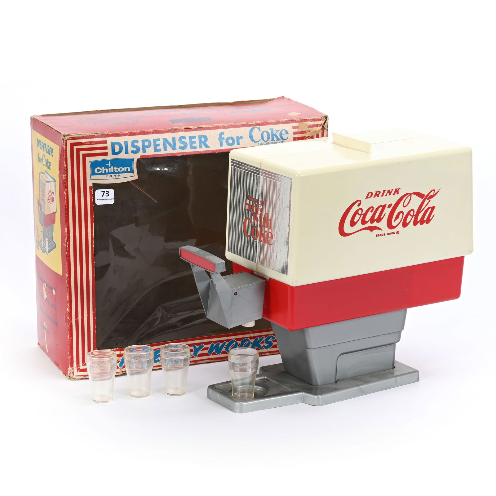 1950's Coca Cola Toy Dispenser With (4) Glasses (1 of 3)