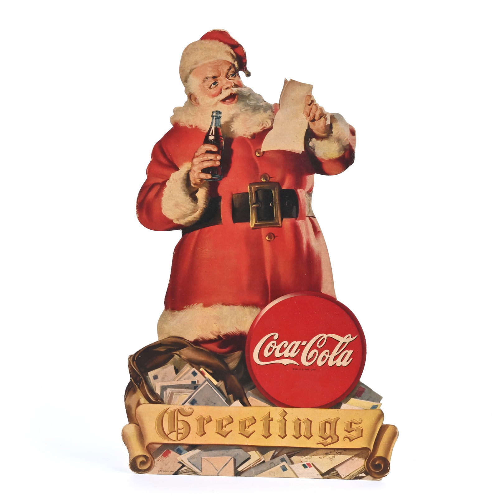 1945 Coca Cola Santa Cardboard, Mini Easel Back (1 of 2)