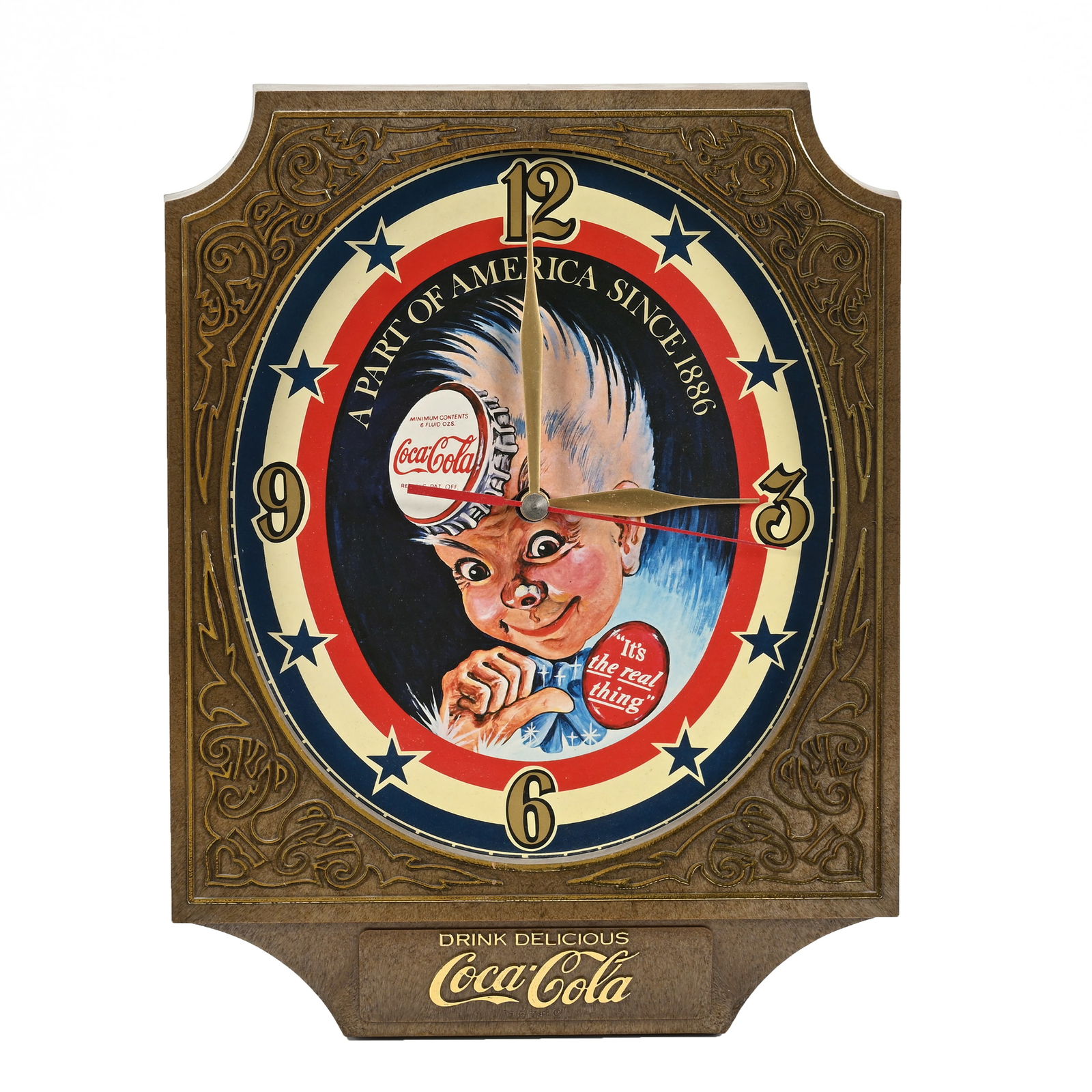 Coca Cola Plastic Clock, Battery, "Sprite Boy" (1 of 2)