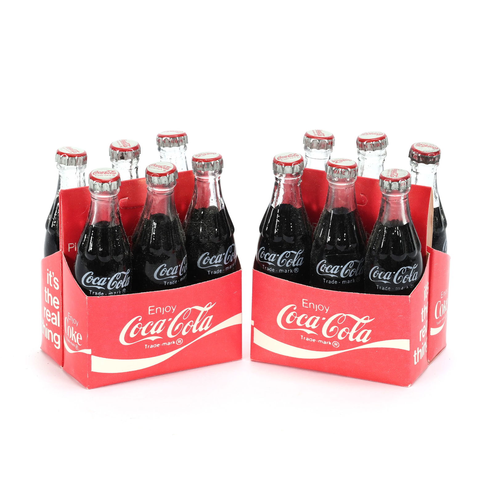 (2) Coca Cola Miniature Six Packs, Glass Bottles (1 of 3)