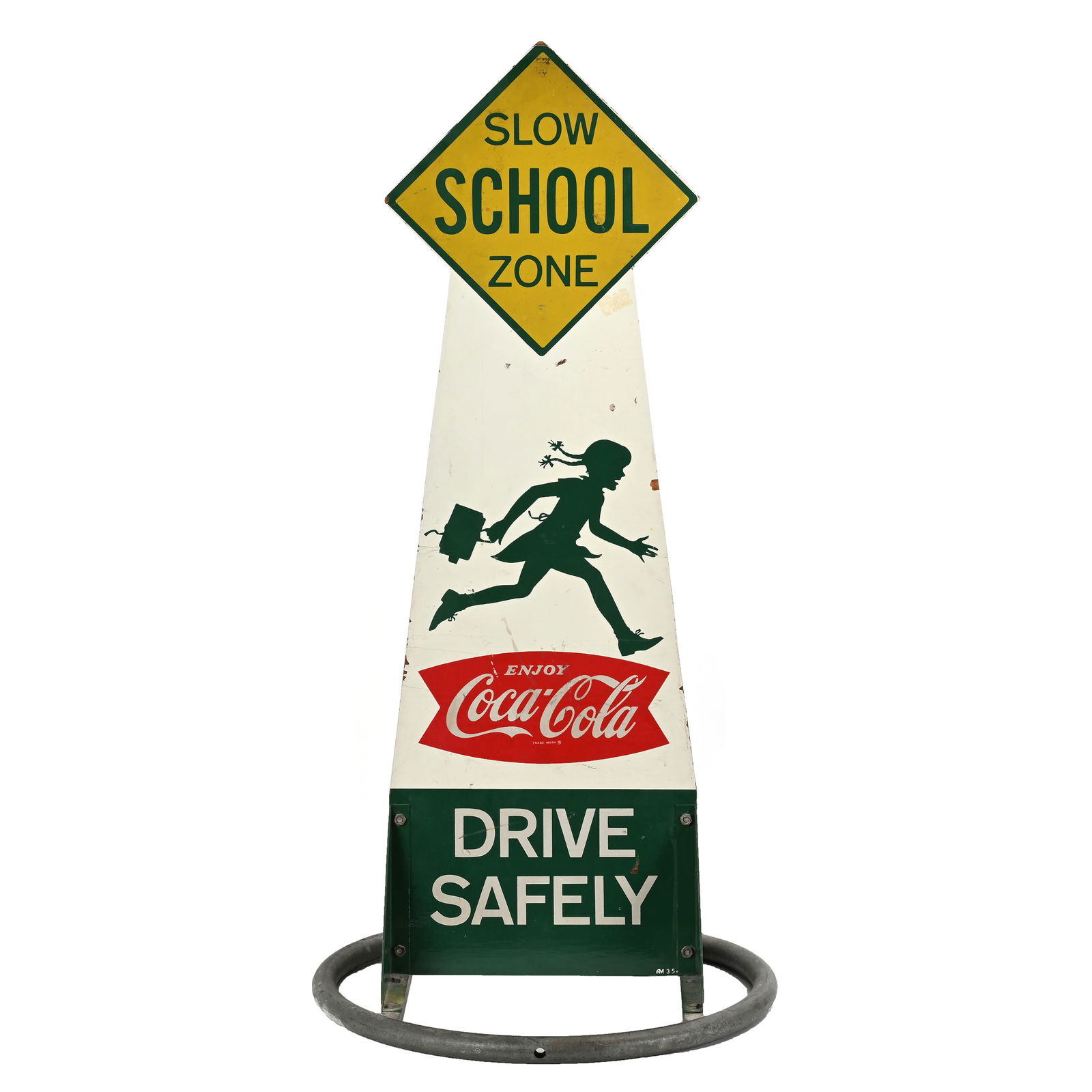 1950-60's Coca Cola School Crossing Sign With Base (1 of 4)