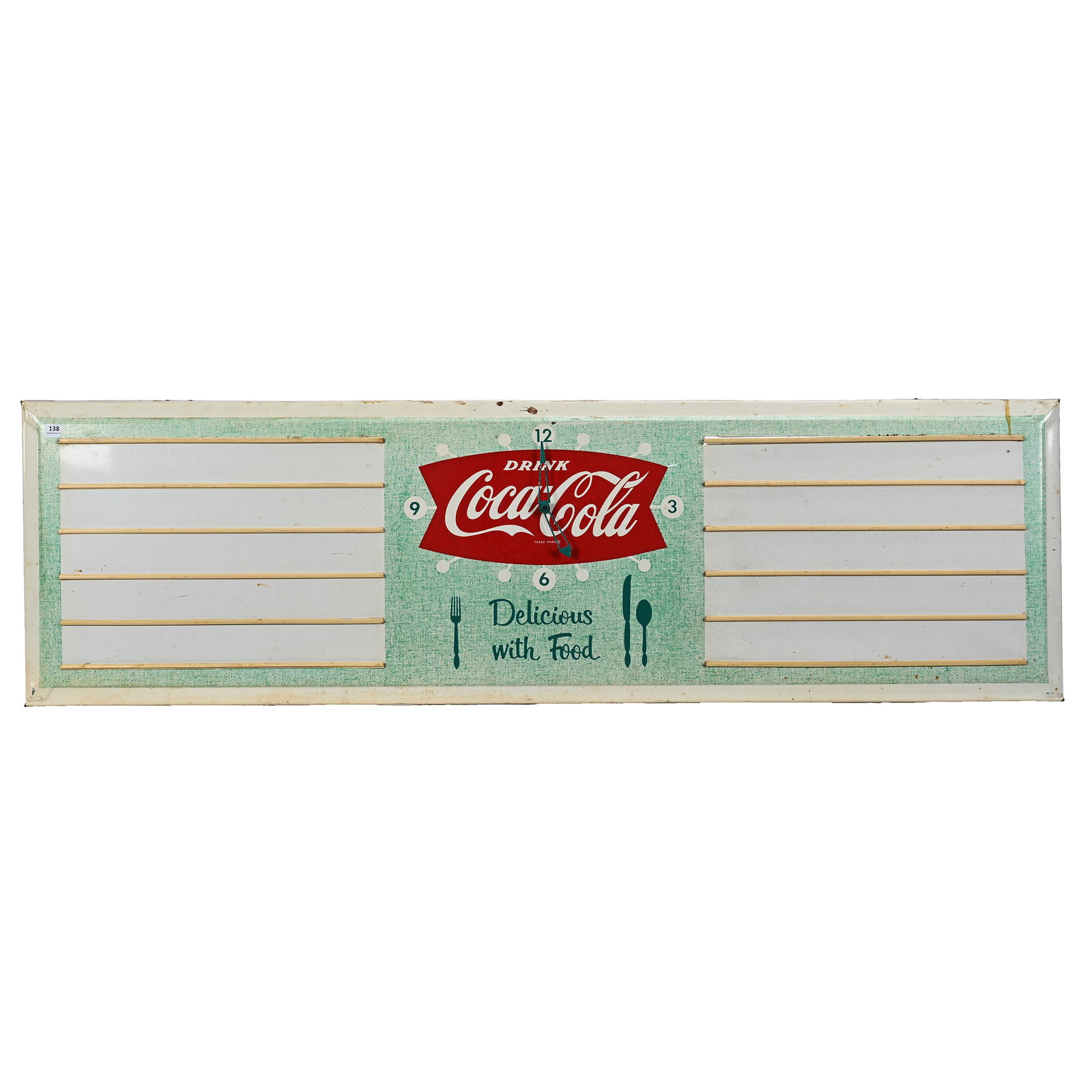 1960's Coca Cola Metal Clock, Fish Tail With Menu (1 of 5)
