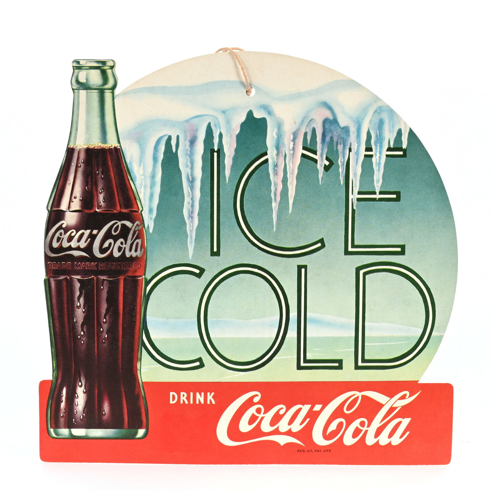 1950's Coca Cola Fan Pull With Single Bottle (1 of 2)