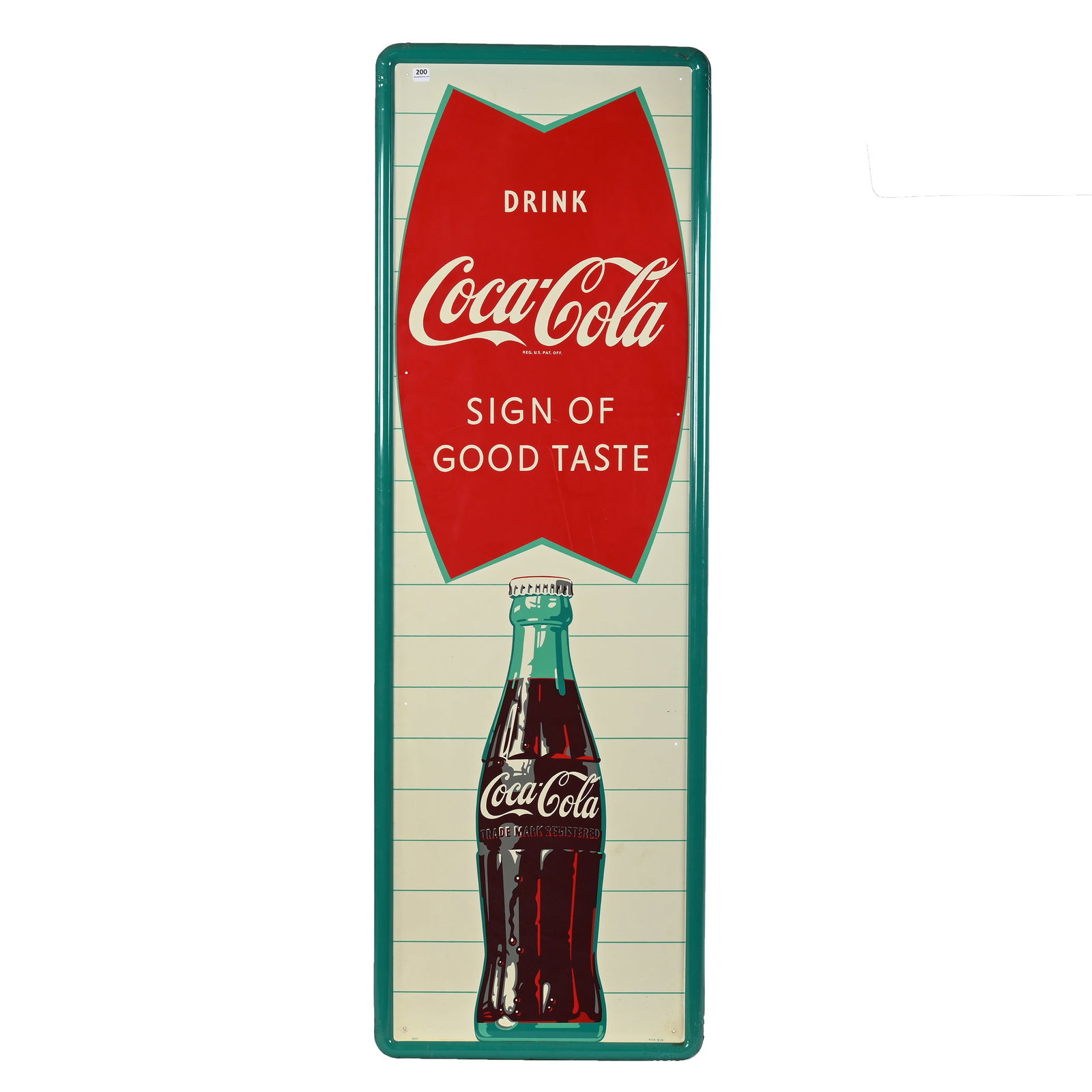1963 Coca Cola Fish Tail Vertical Metal Sign (1 of 4)