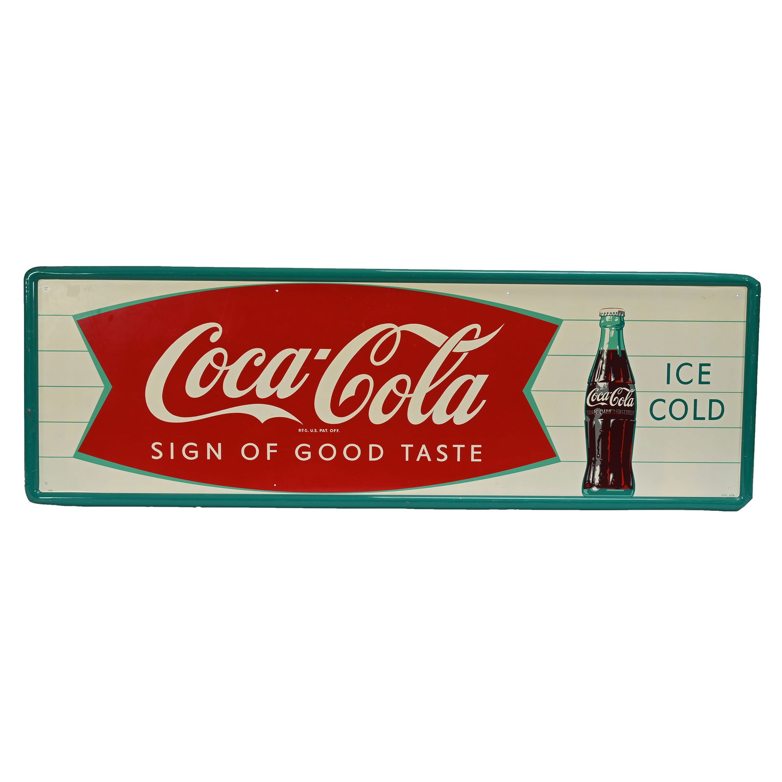 1963 Coca Cola Fish Tail Self Framed Metal Sign (1 of 4)