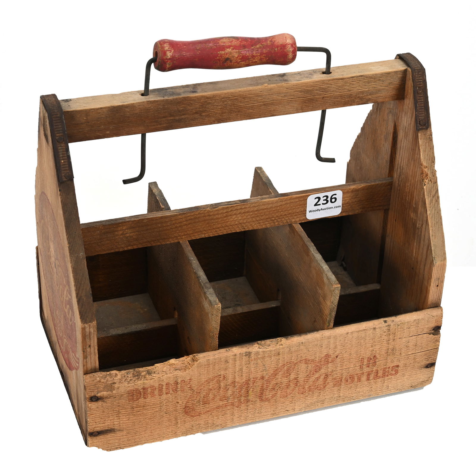 1941 Coca Cola Wood Carrier With Paddles/Dividers: 1941 Coca Cola Wood Carrier With Paddles/Dividers, 8" x 8.25" x 5.5", Six Bottle, Kansas Private Collection.