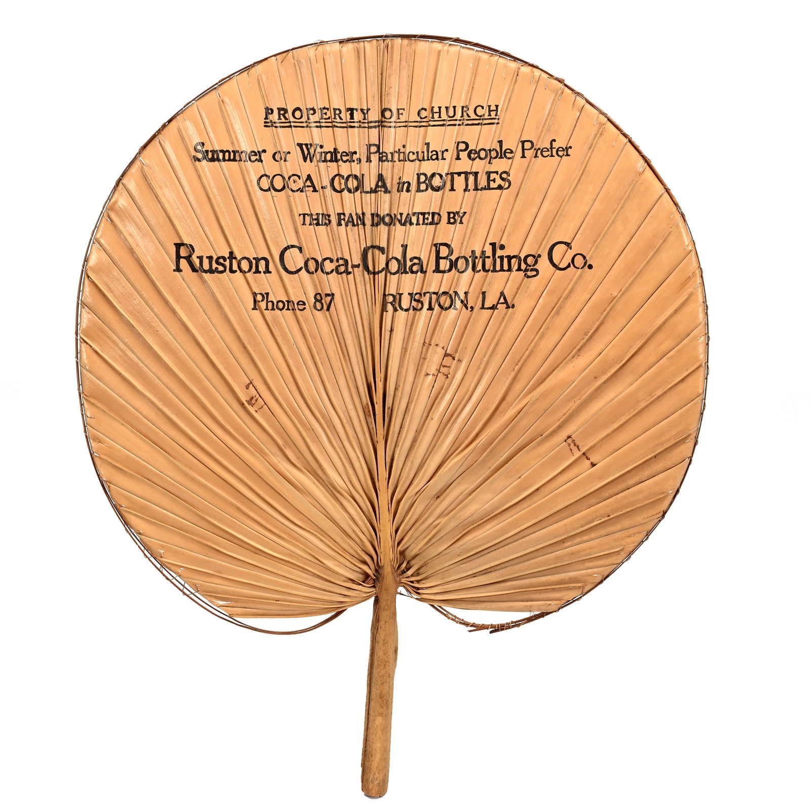 1920's Coca Cola Fan On Dried Palm Leaf (1 of 2)