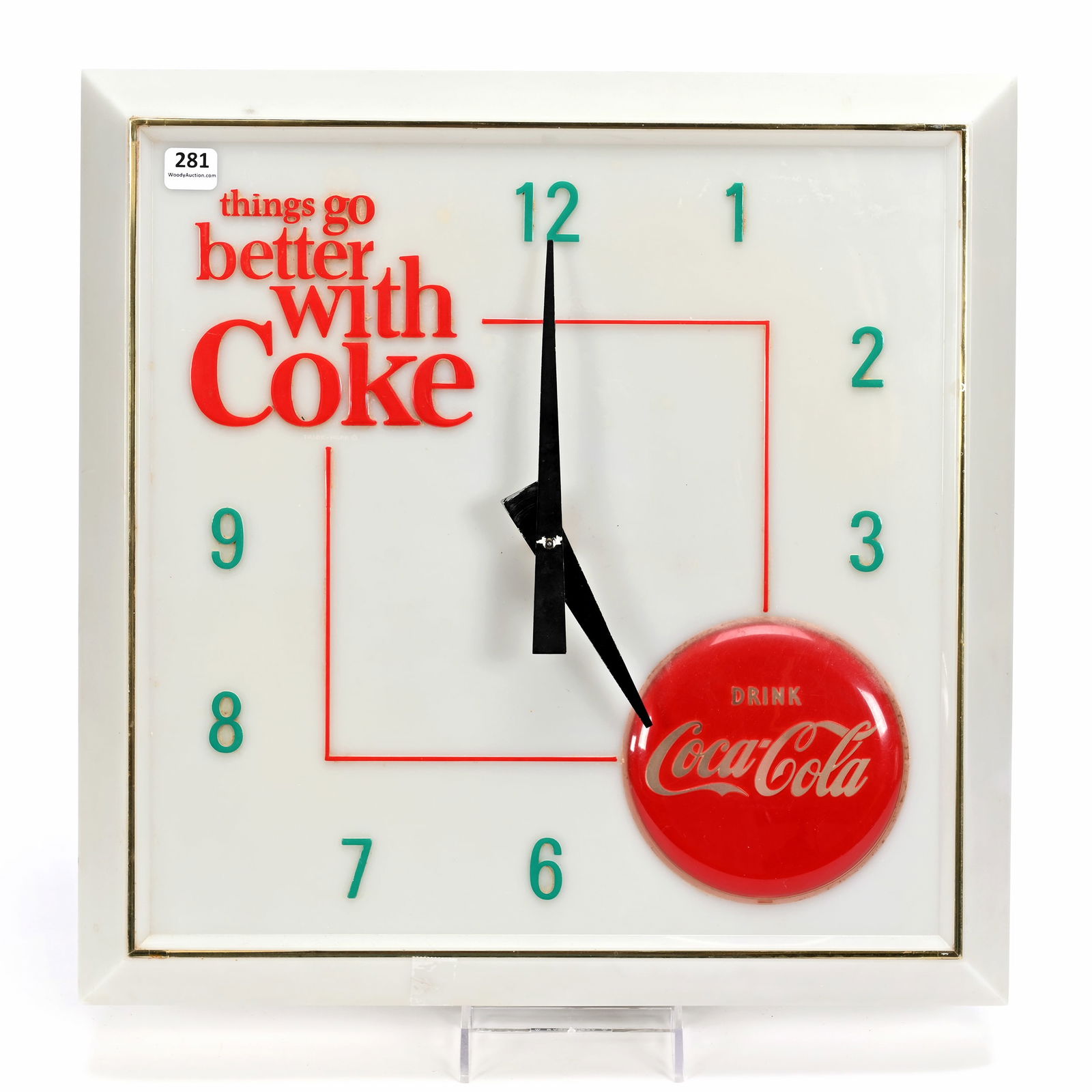 Coca Cola Clock, Electric, Light Beige Border (1 of 2)