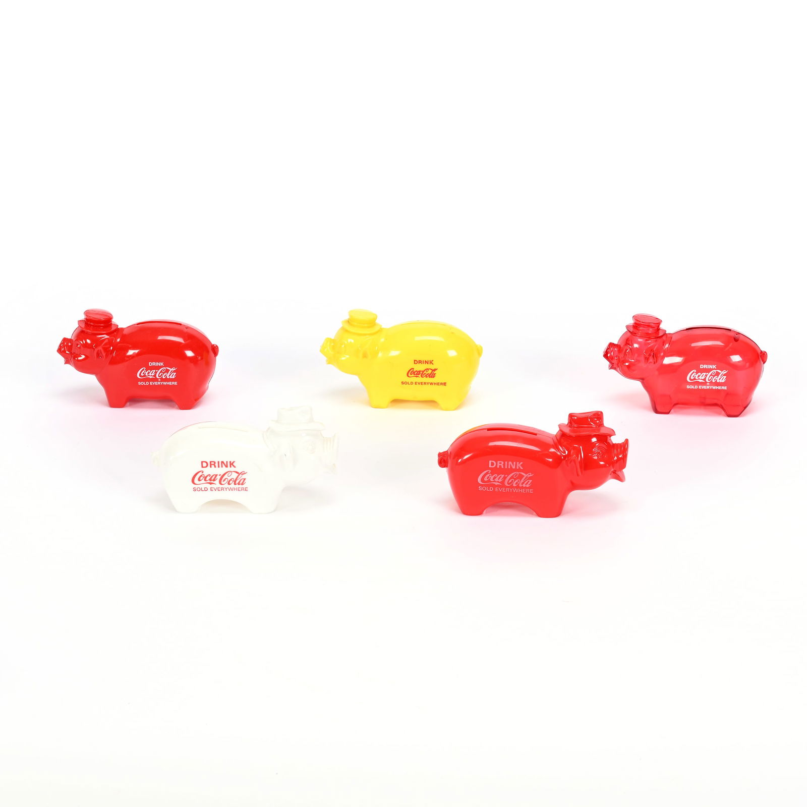 (5) Coca Cola Plastic Pig Banks (1 of 2)