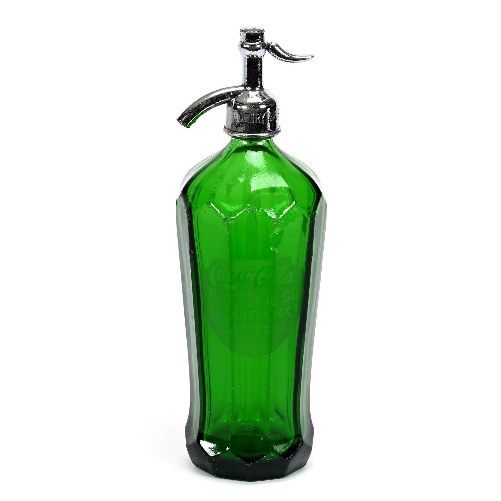 1920-40's Coca Cola Solid Green Glass Seltzer Bottle (1 of 4)