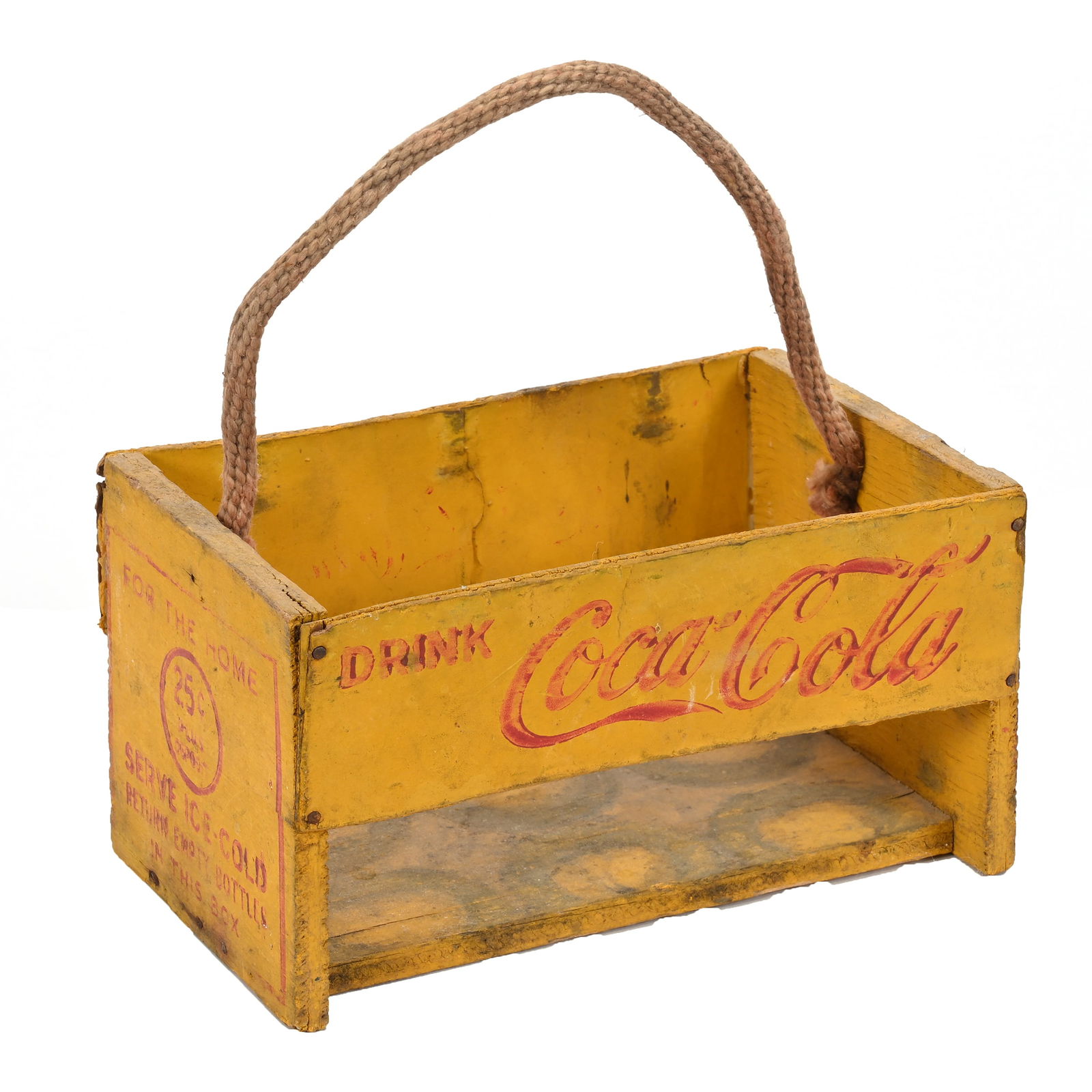 1940's Coca Cola Yellow Wood Six-Bottle Carrier (1 of 2)