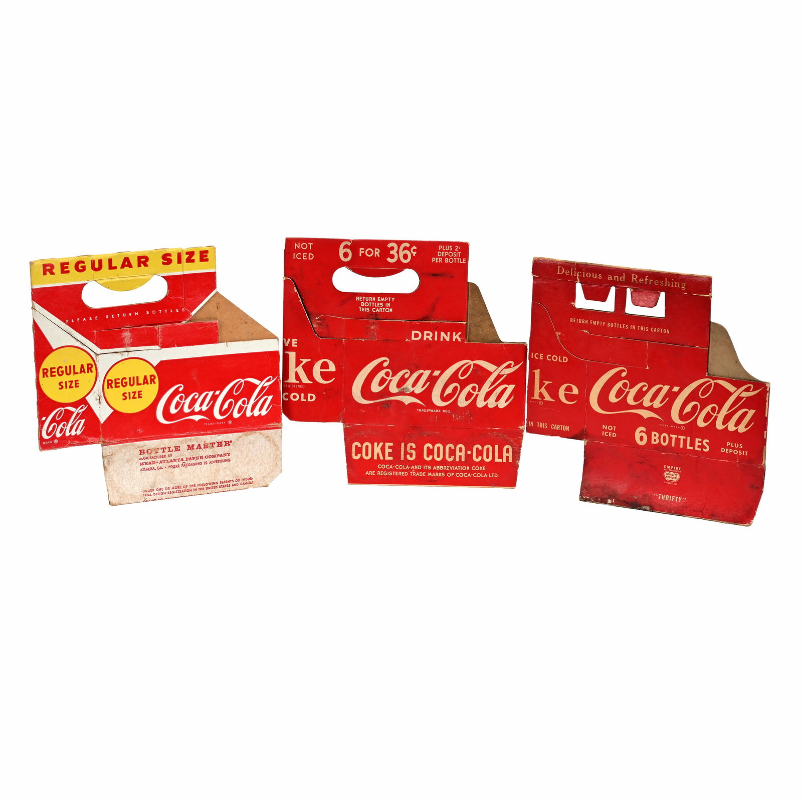(3) Coca Cola Cardboard Carriers, Flat (1 of 2)