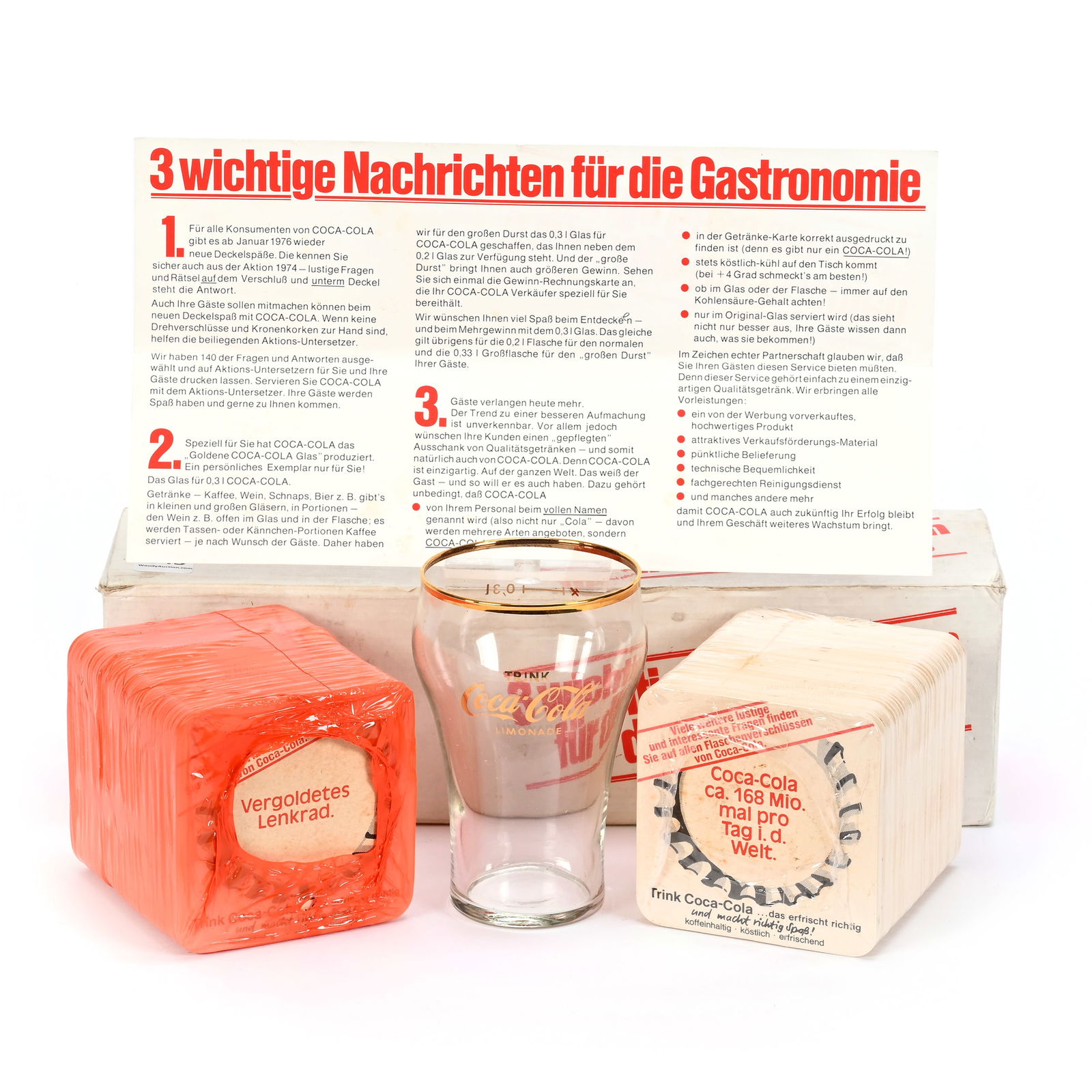 Coca Cola Boxed Coaster Set With Glass, German (1 of 2)