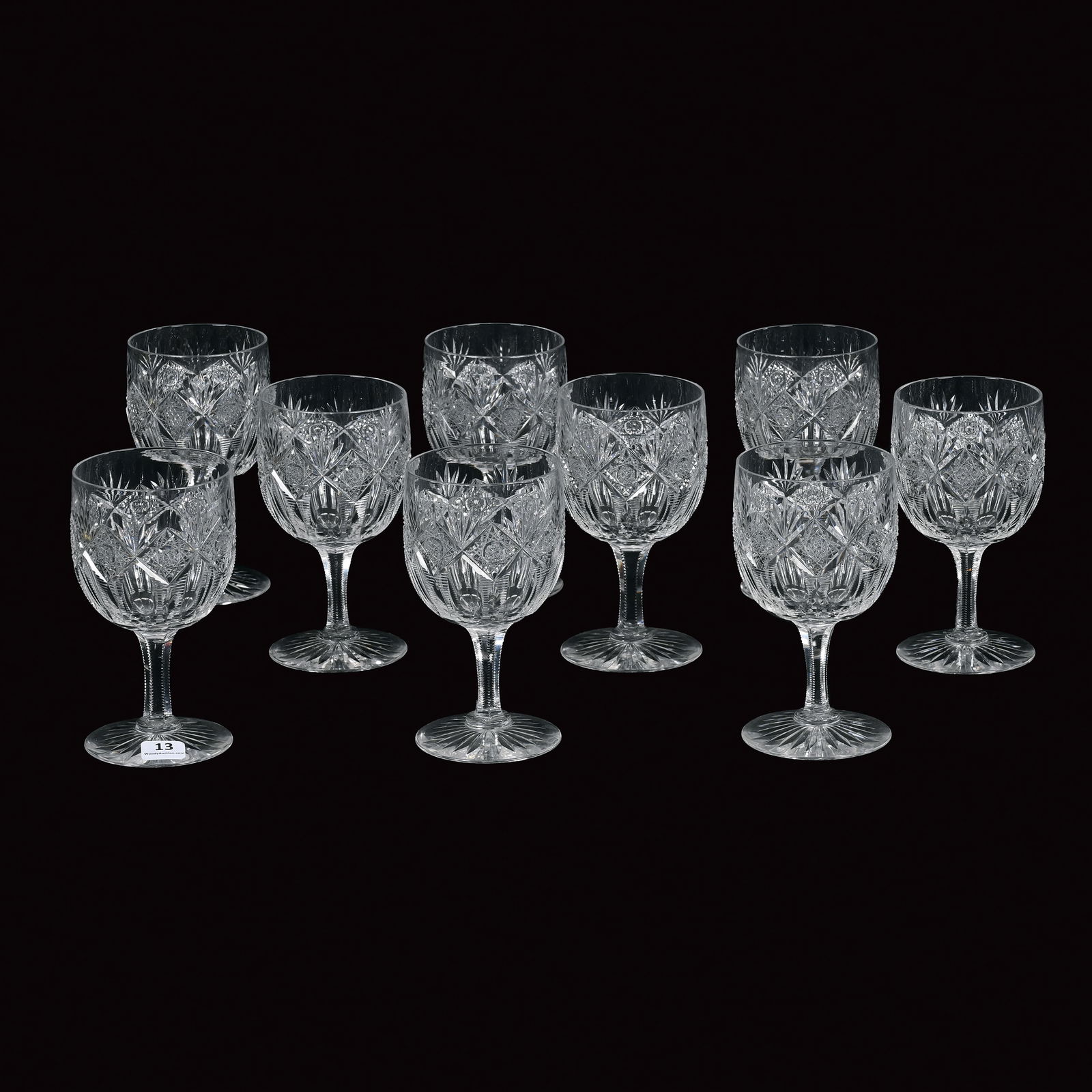 (9) Goblets, ABCG, Signed Hawkes Brunswick Pattern (1 of 3)