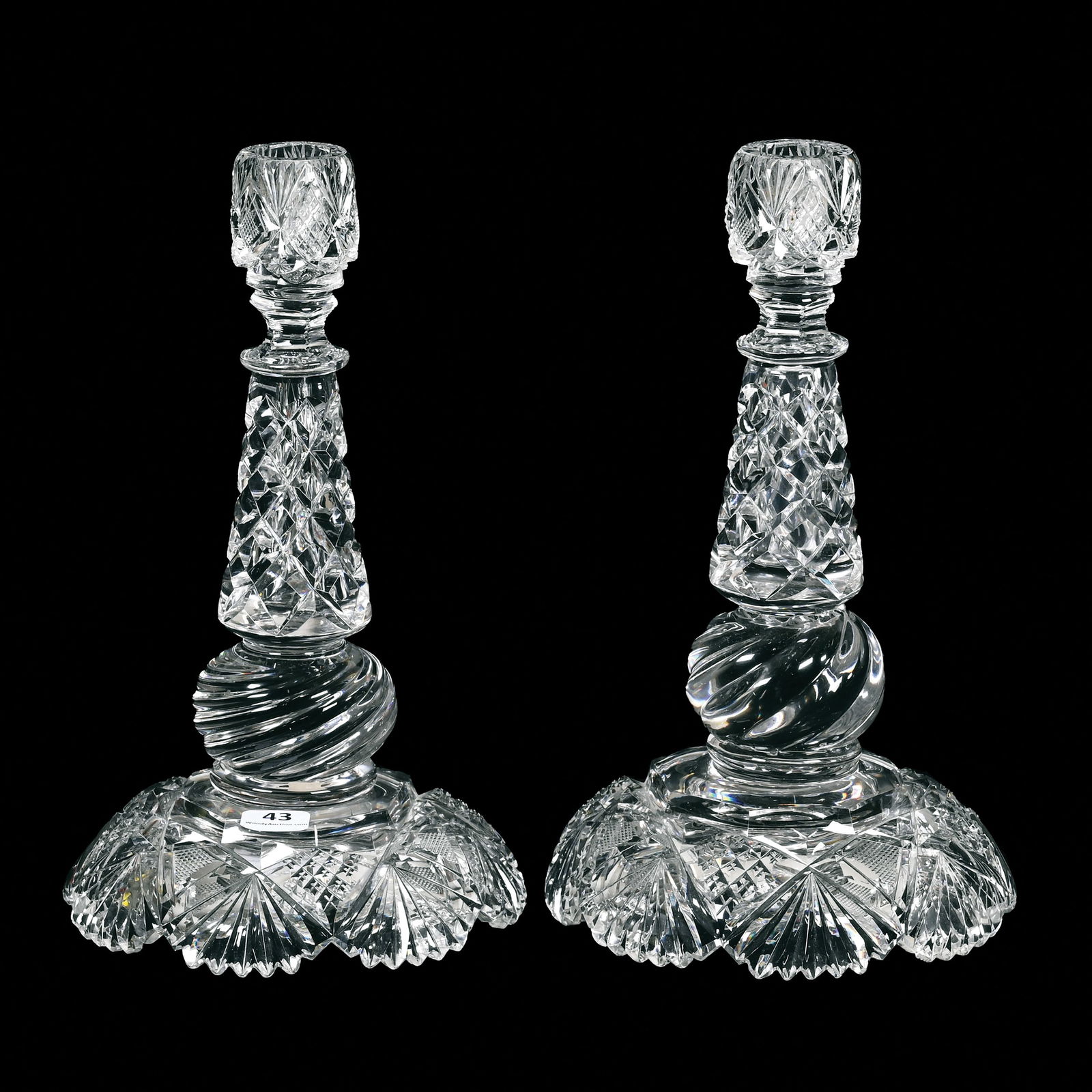Pair Candlesticks, American Brilliant Cut Glass (1 of 3)