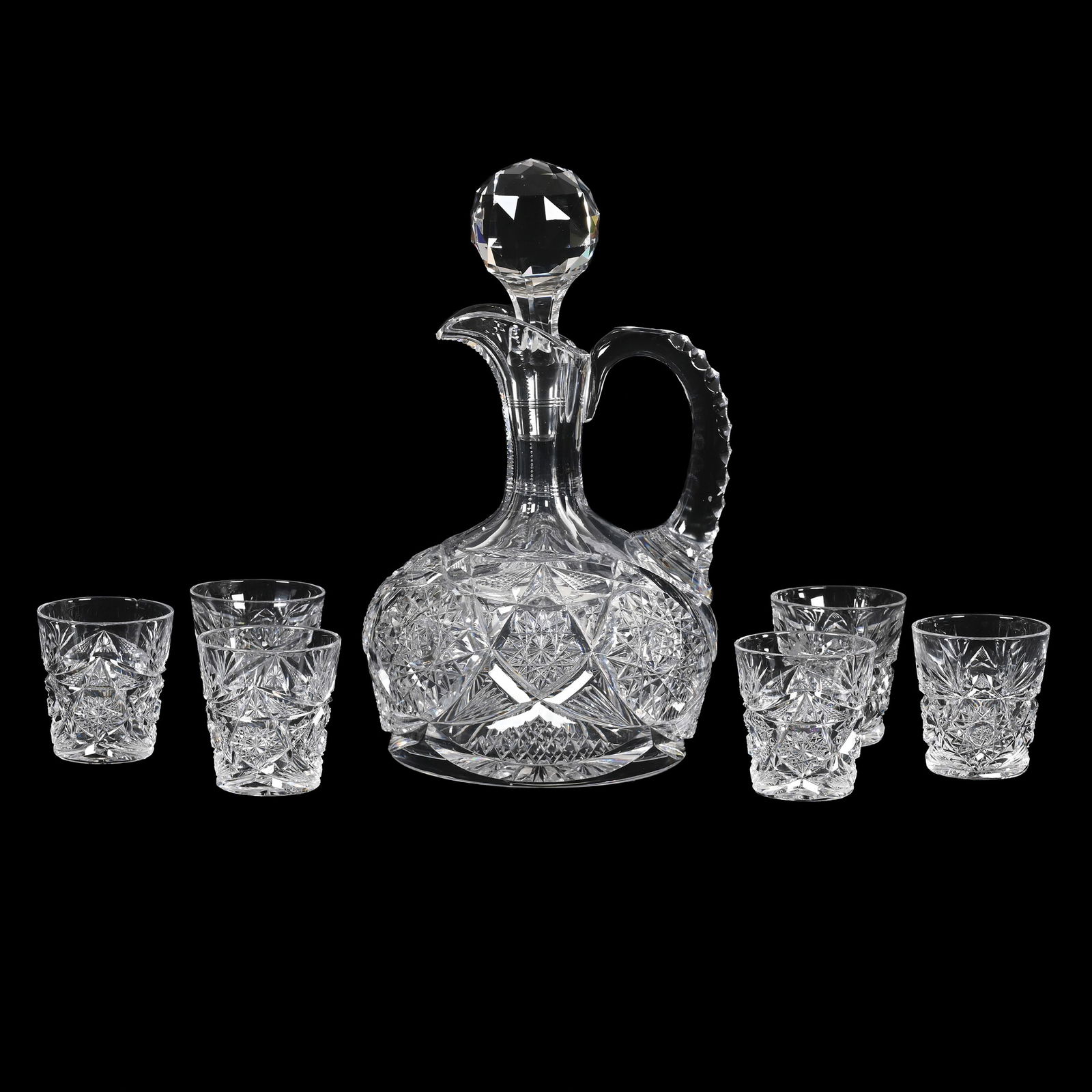 Whiskey Set, ABCG, Signed Libbey Colonna Pattern (1 of 6)