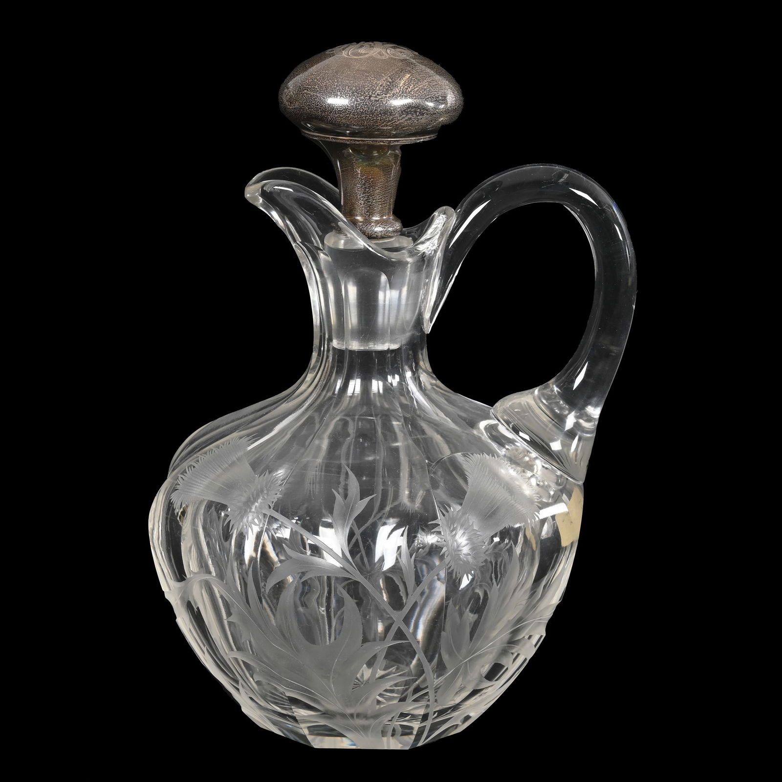 Decanter, ABCG, Flute Pattern, Intaglio Thistle (1 of 4)