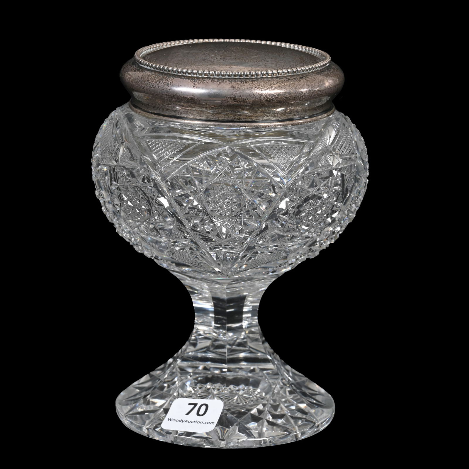 Pedestal Powder Box, ABCG, Fitted Sterling Lid (1 of 4)