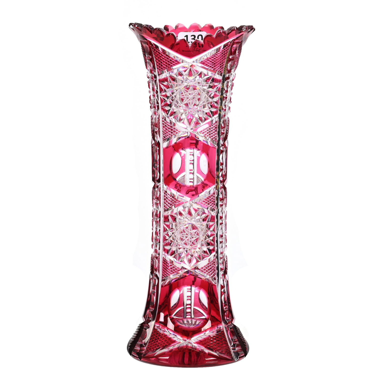 Vase, ABCG, Dark Red Cut To Clear (1 of 3)