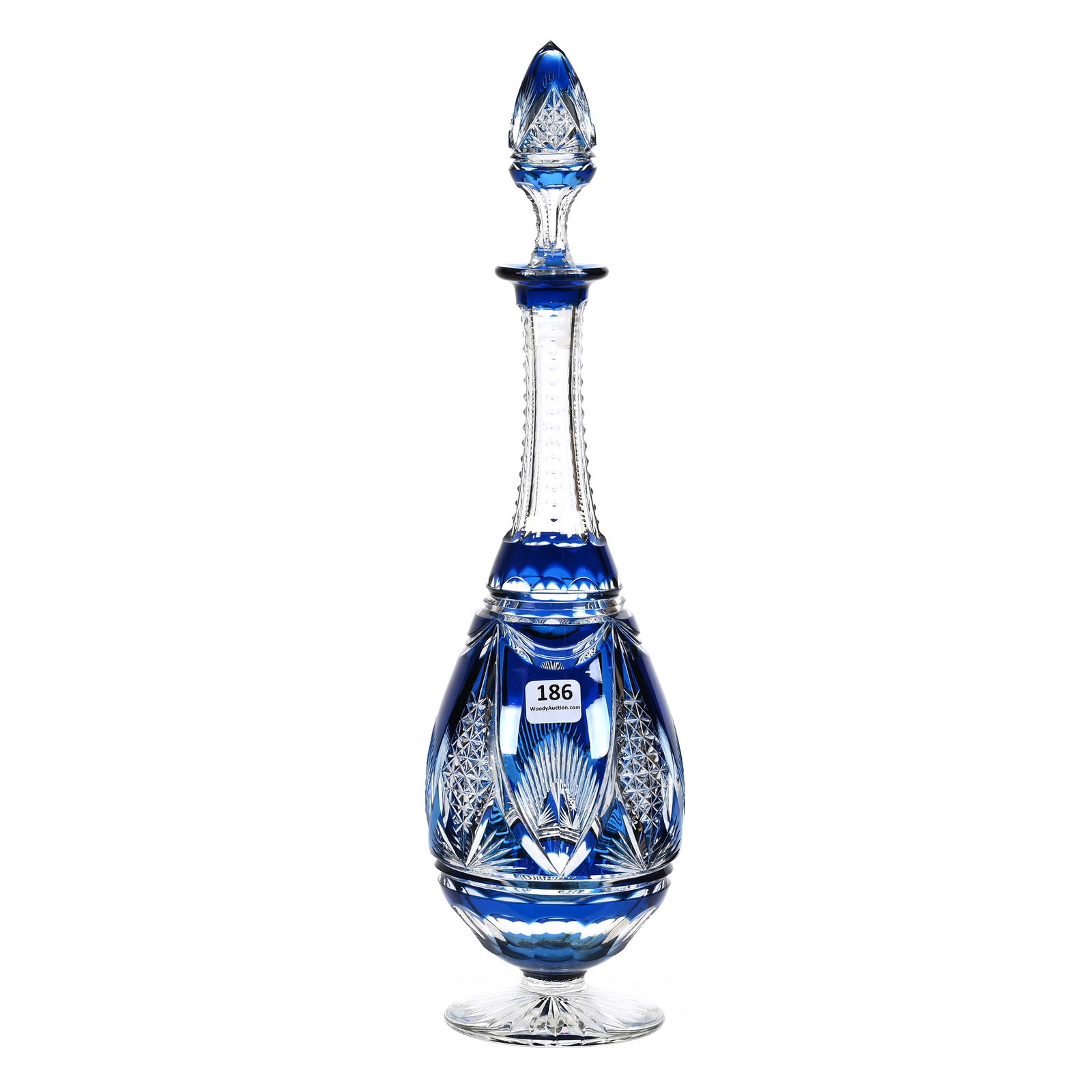 Pedestal Decanter, BPCG, Blue Cut To Clear (1 of 3)