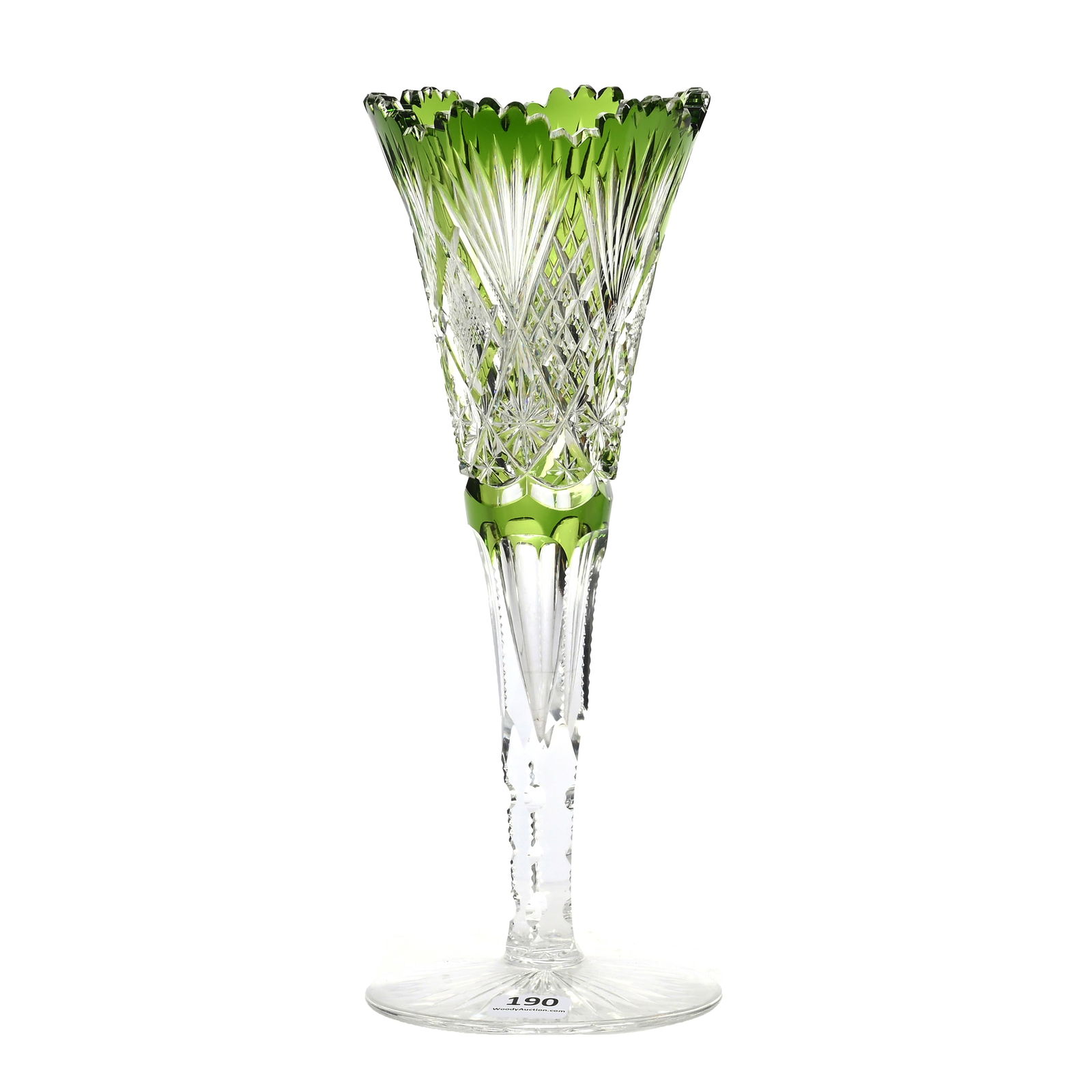 Trumpet Vase, BPCG, Green Cut To Clear (1 of 3)