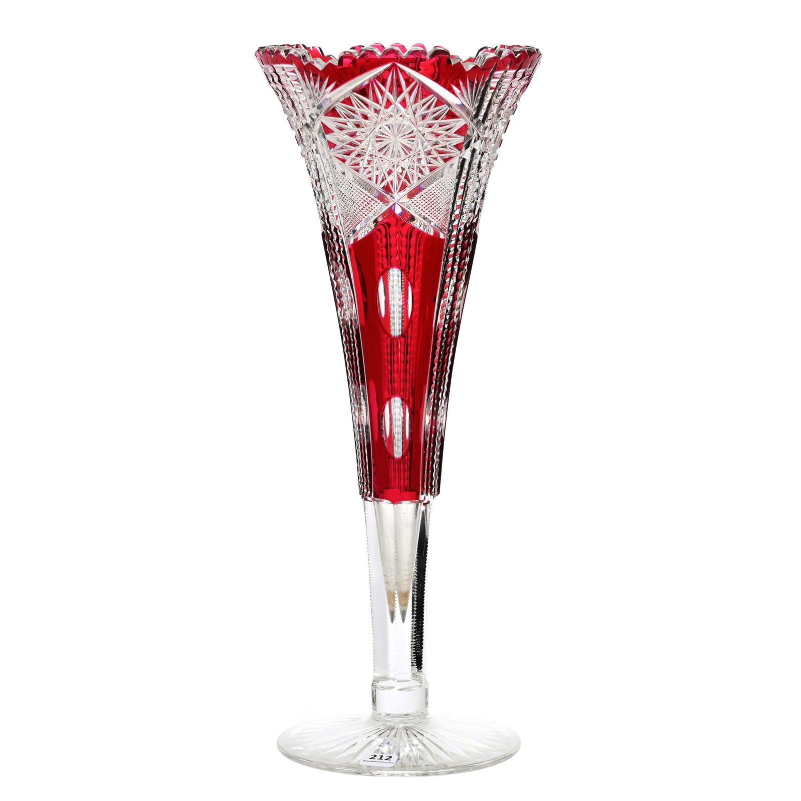 Trumpet Vase, BPCG, Red Cut To Clear (1 of 3)