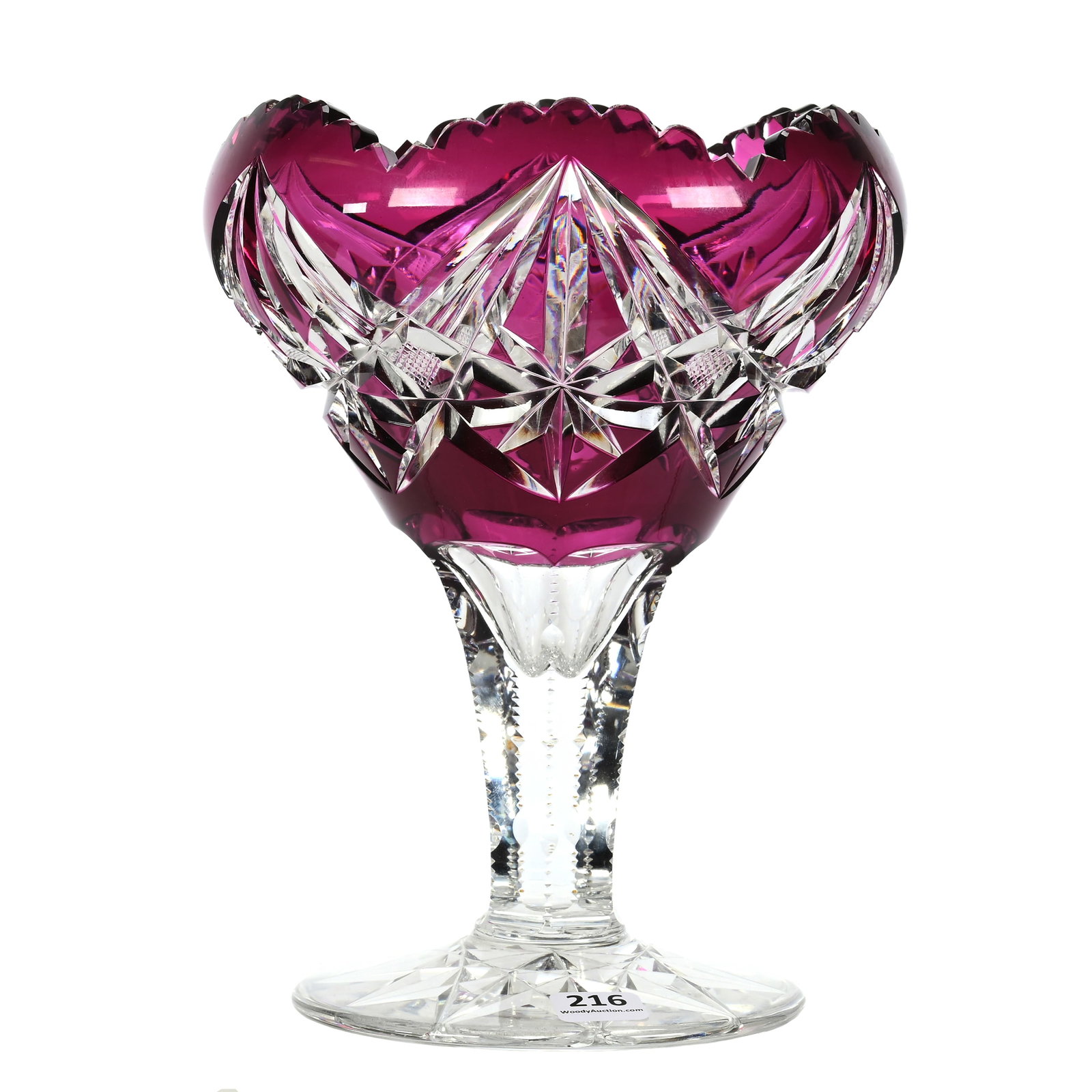 Tazza With Rolled Rim, BPCG, Amethyst Cut To Clear: Tazza With Rolled Rim, BPCG, Amethyst Cut To Clear, 9" x 7", Pattern #HF-466 By Val St. Lambert, Circa 1920, Private Collection.