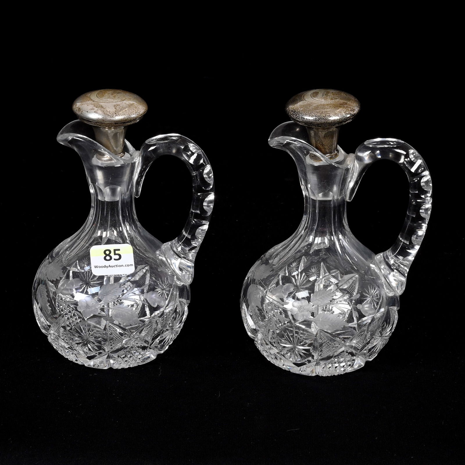 Pair Cruet Bottles, ABCG, Sterling Stoppers (1 of 6)