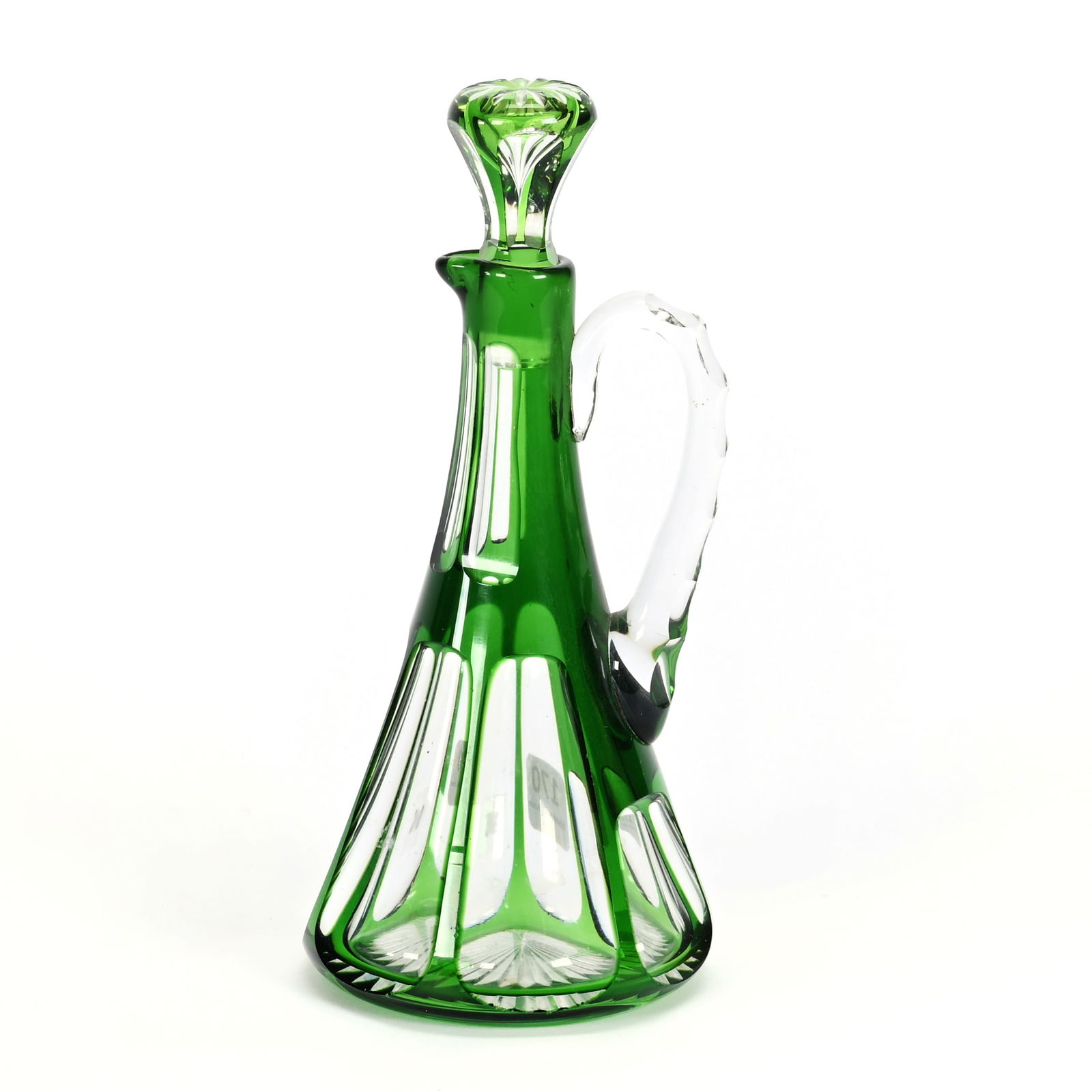 Cruet Bottle, BPCG, Emerald Green Cut To Clear (1 of 3)